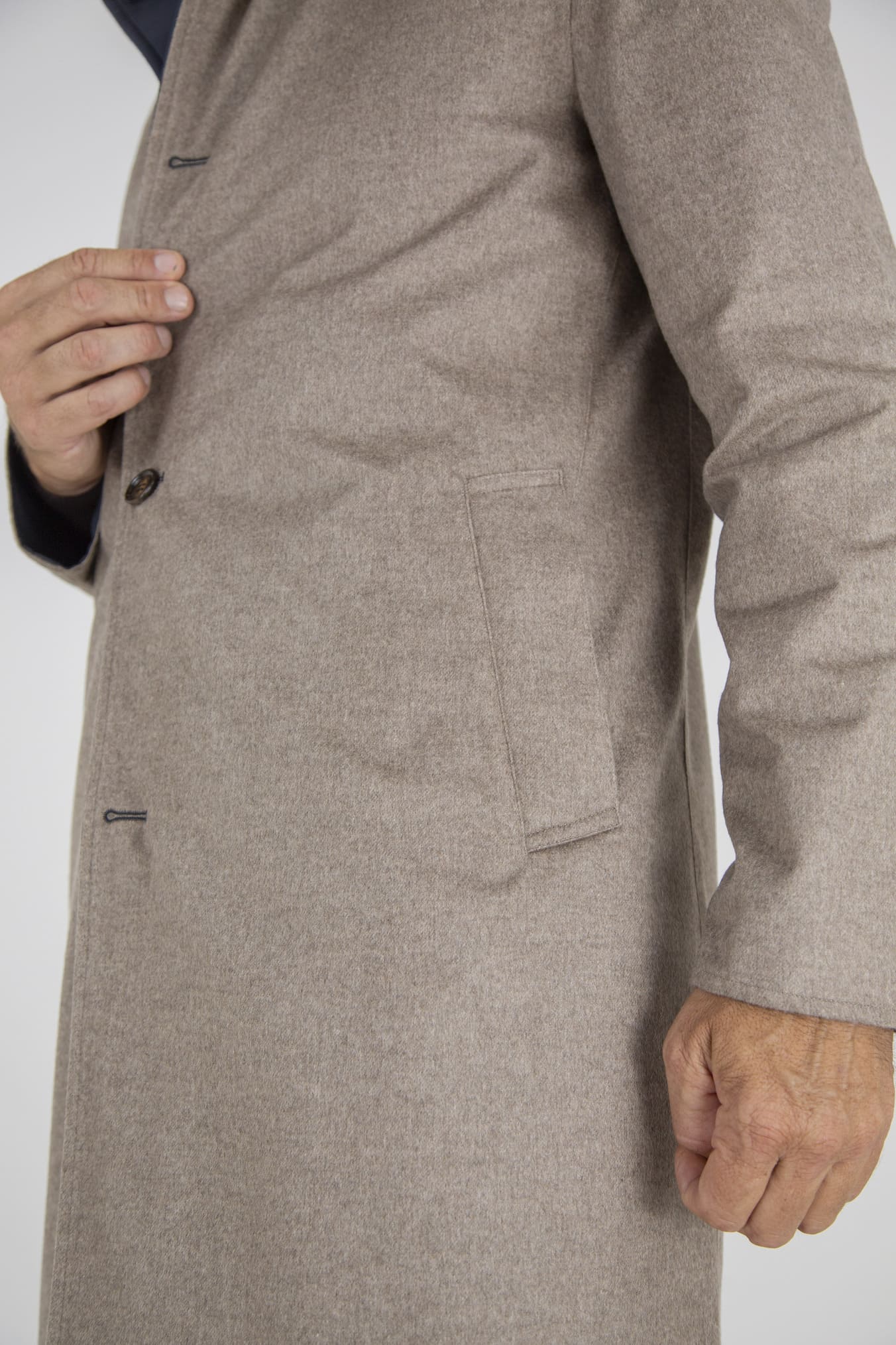 KIRED Cappotto Reversibile Cashmere e Nylon Beige e Blu