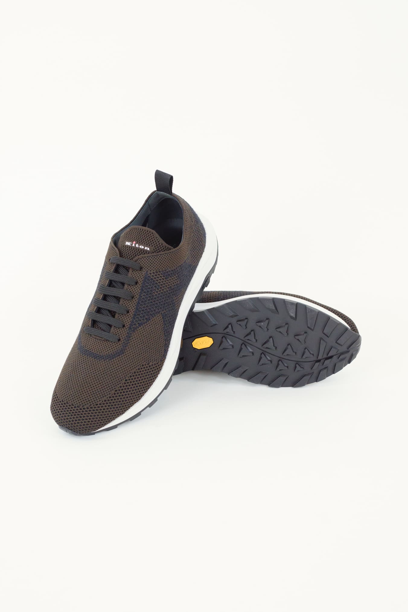 KITON Sneakers Wool and Technical Fabric Dark Brown