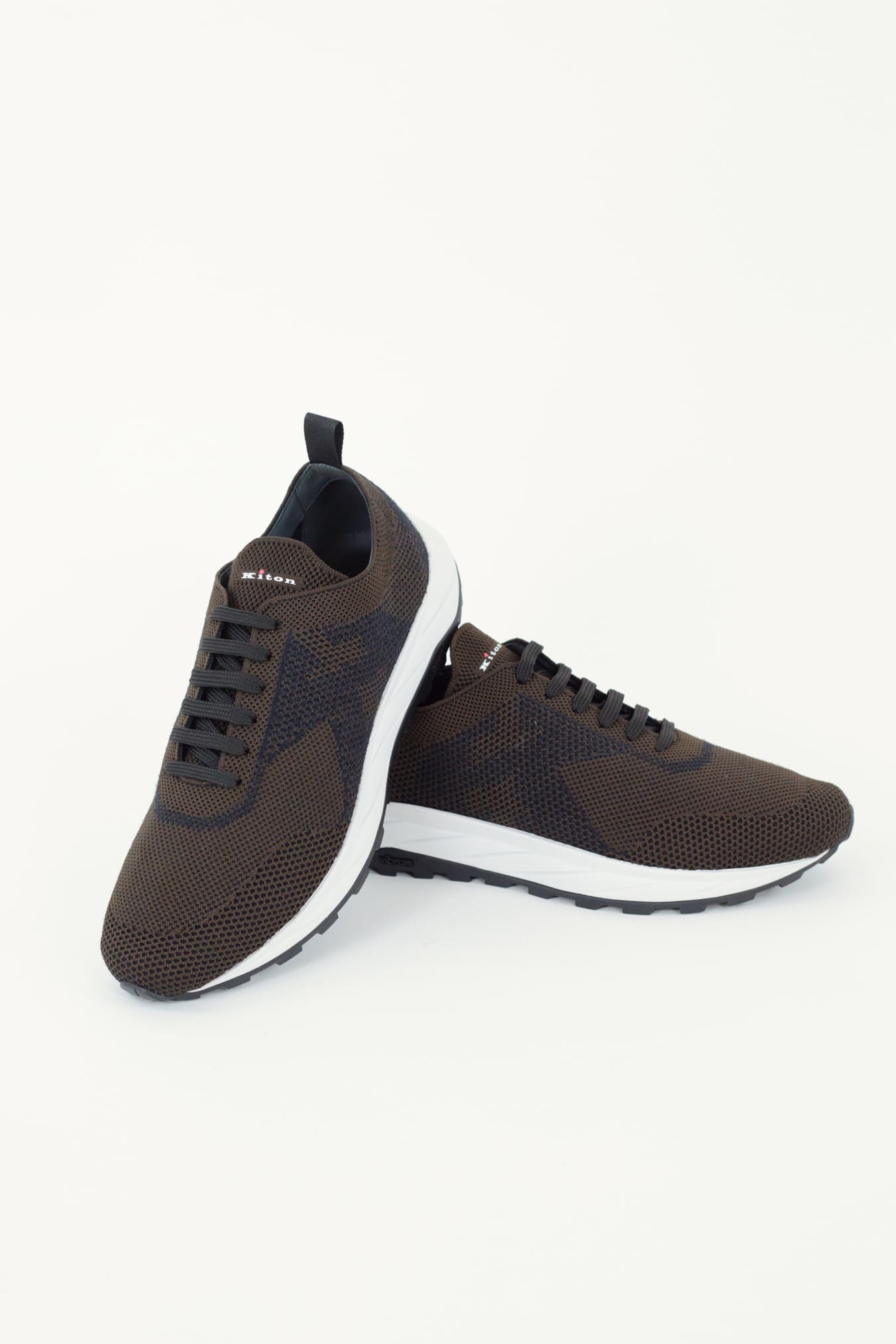 KITON Sneakers Wool and Technical Fabric Dark Brown