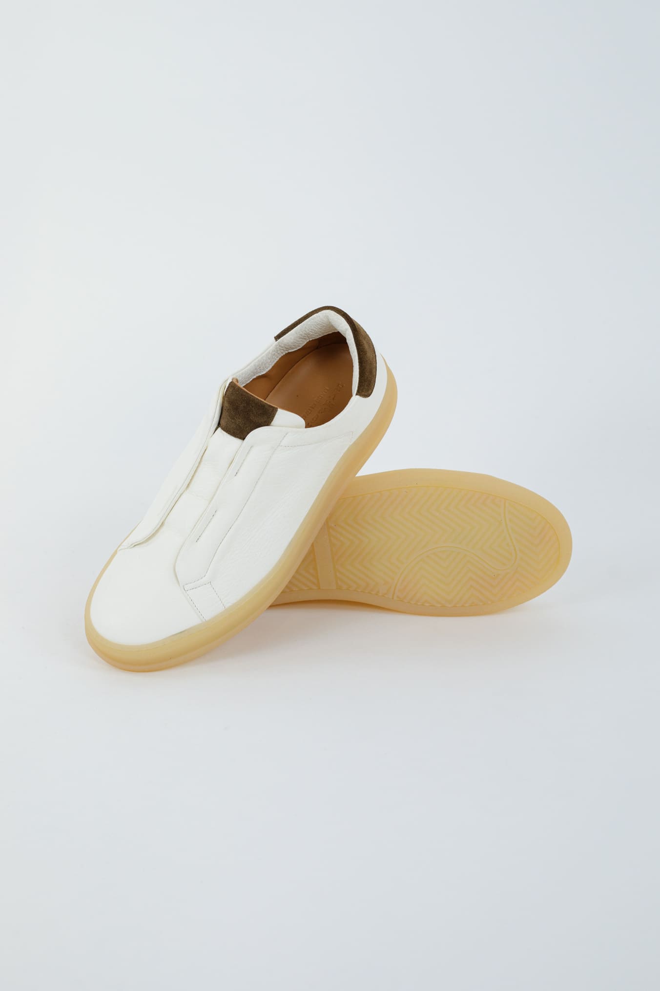 KITON White Deerskin Slip-On Sneakers