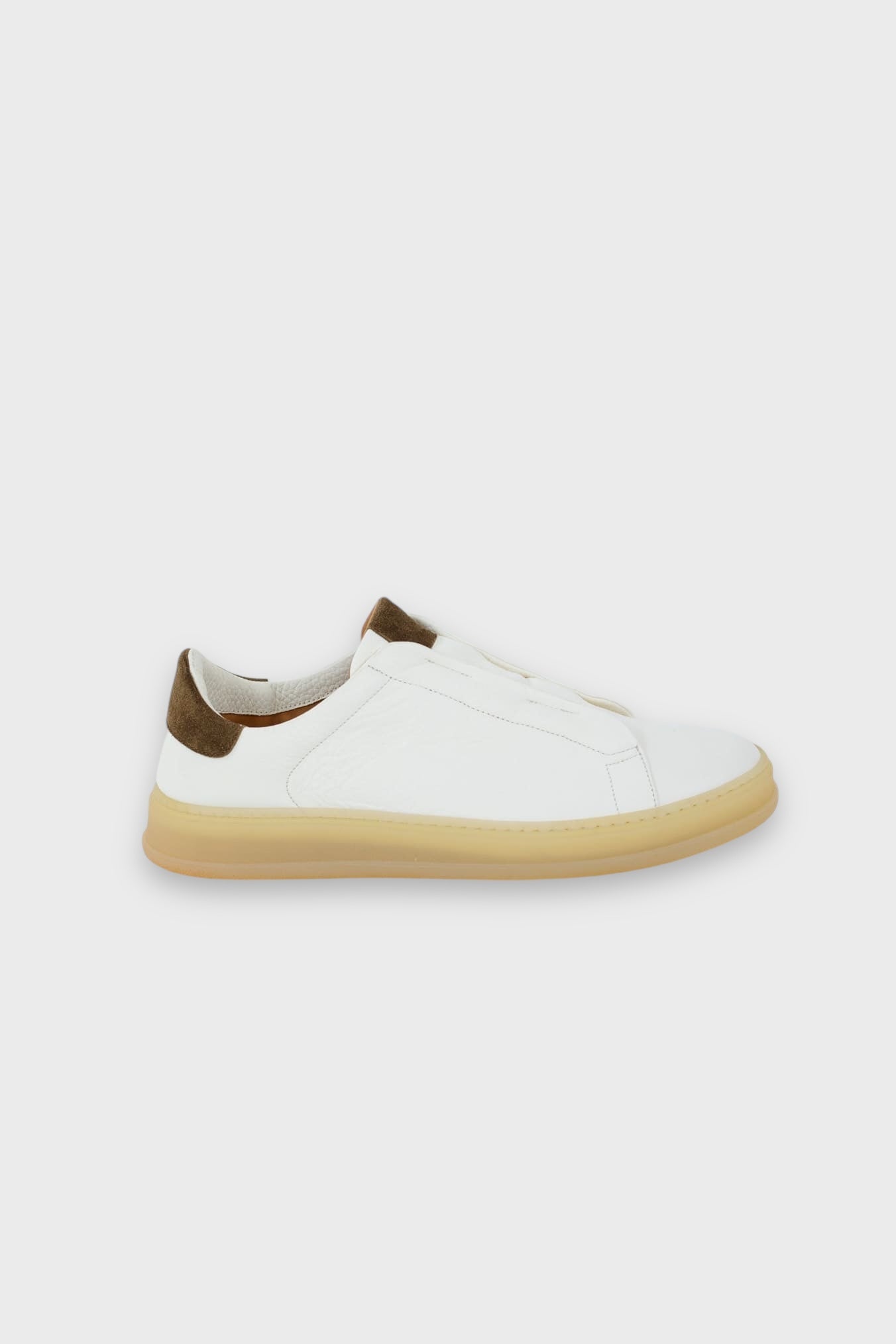 KITON White Deerskin Slip-On Sneakers