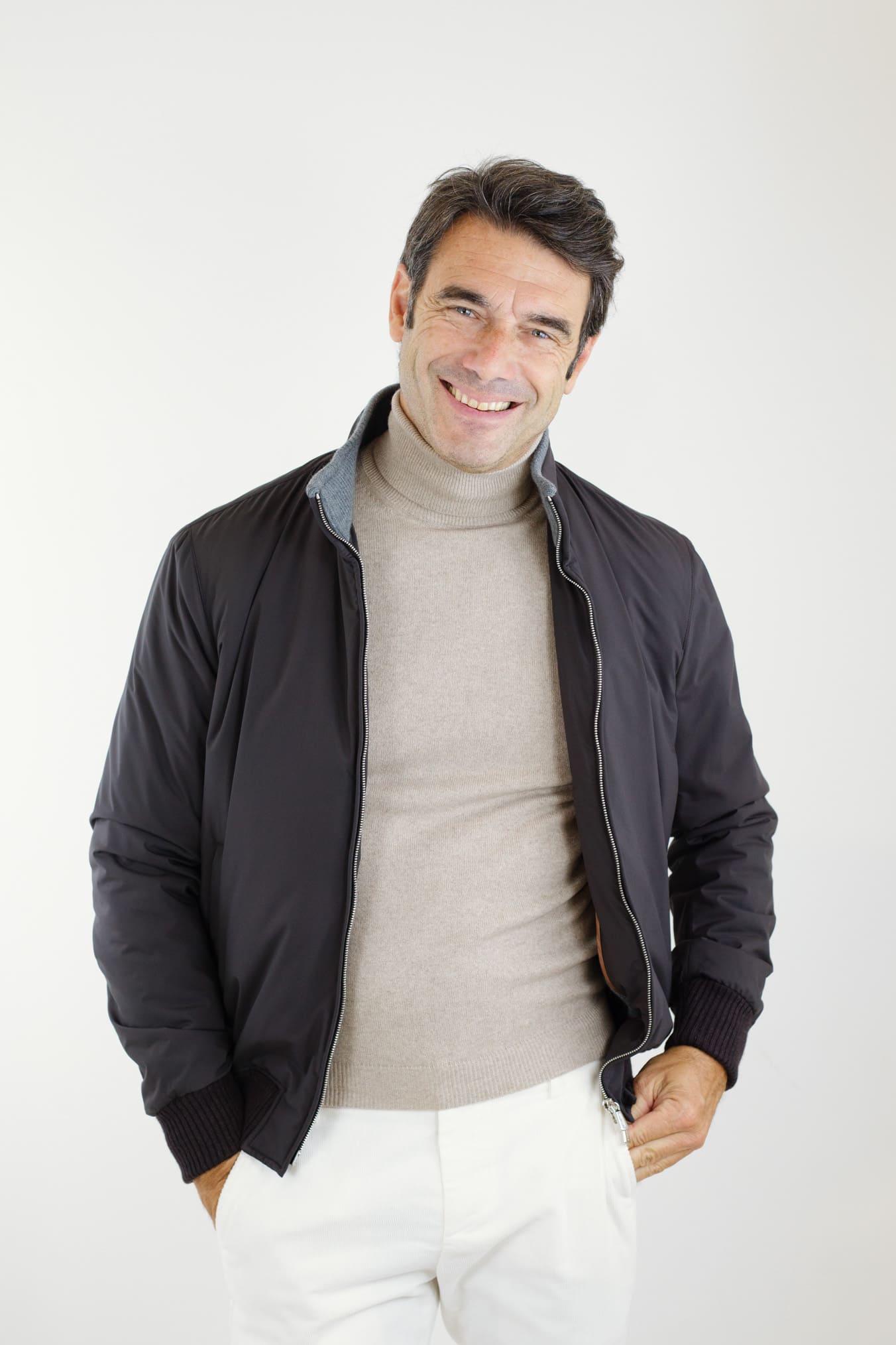 MANDELLI Giubbino in Nylon Airstop e Cashmere Fondente