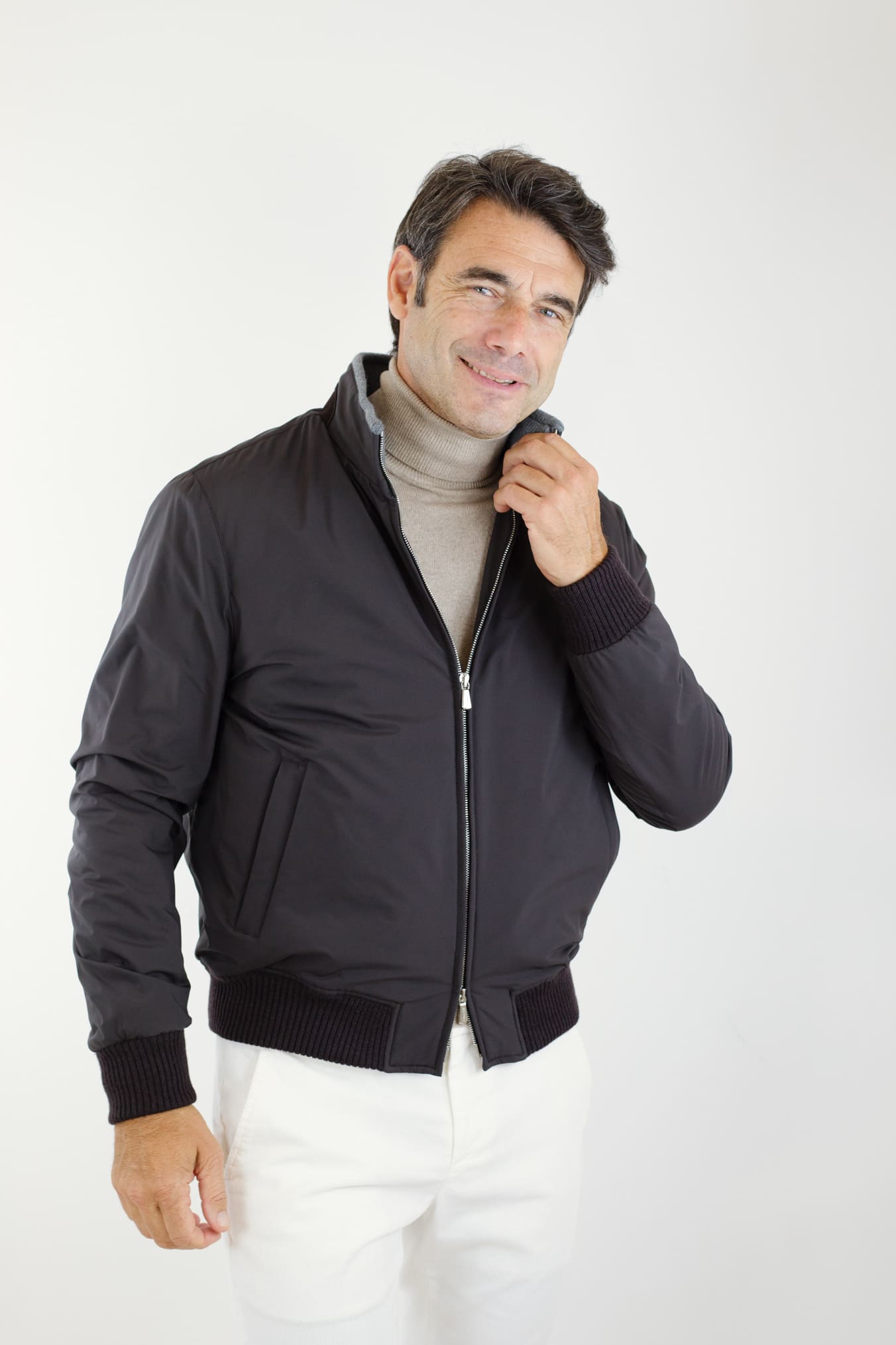 MANDELLI Giubbino in Nylon Airstop e Cashmere Fondente