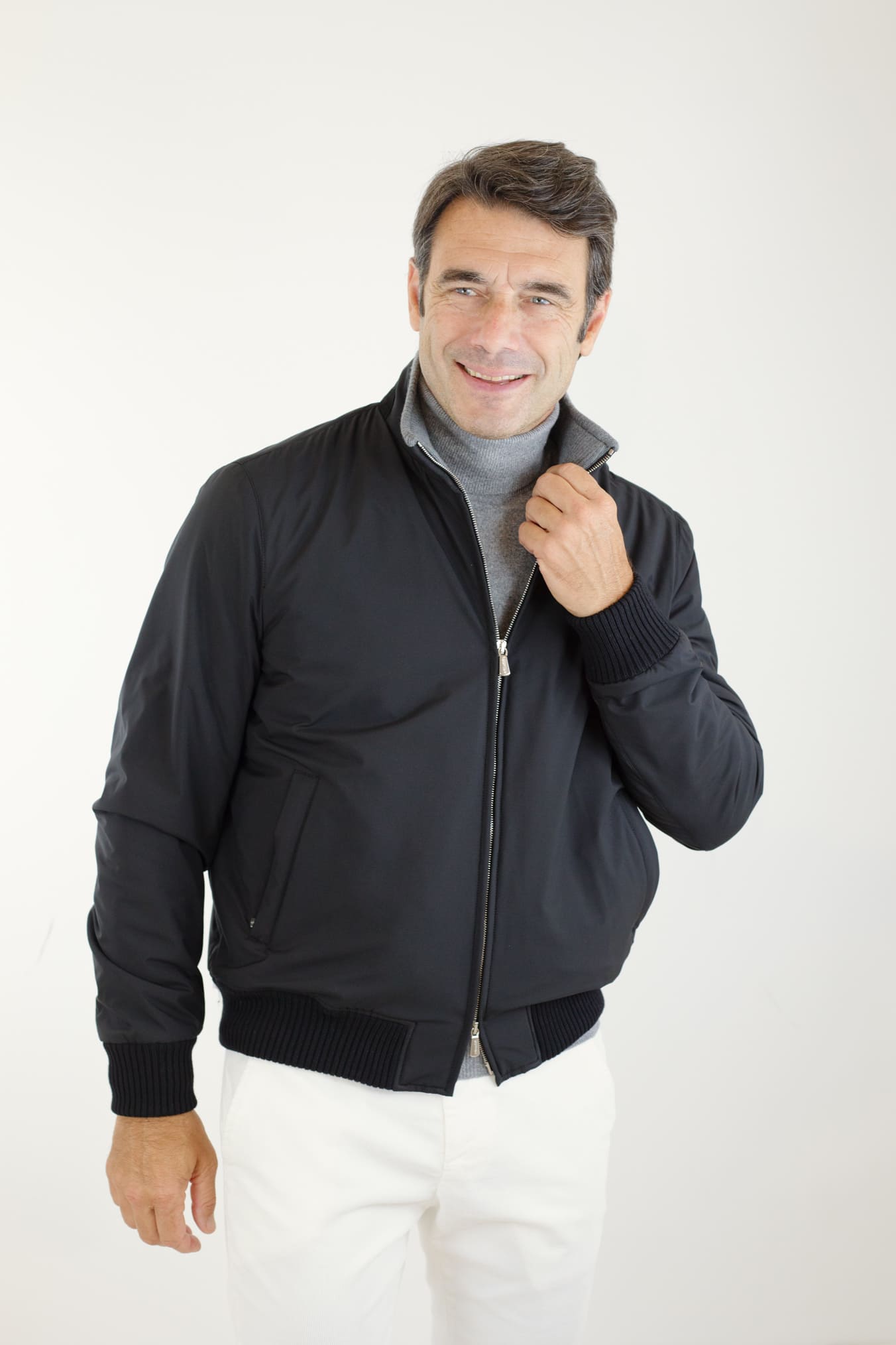 Black Airstop Nylon and Cashmere Jacket