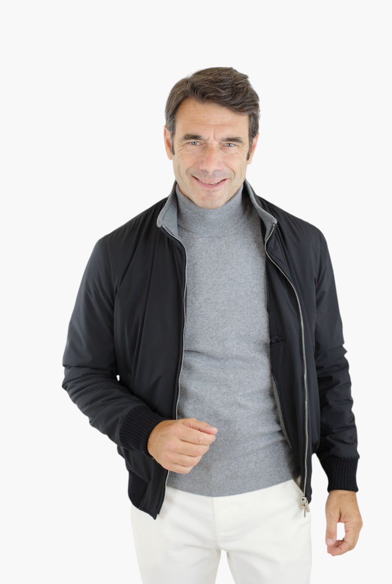 Black Airstop Nylon and Cashmere Jacket