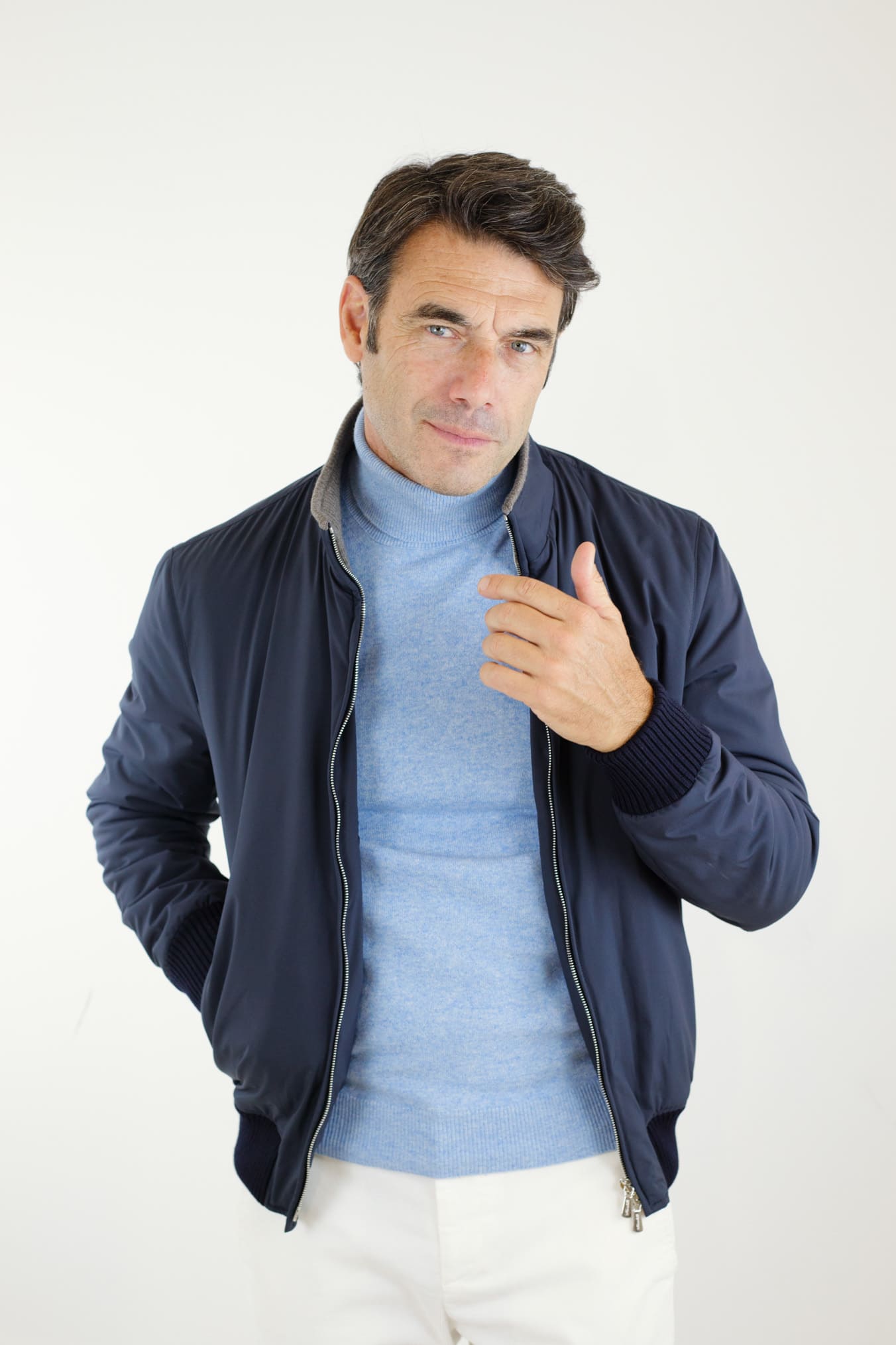 MANDELLI Giubbino Airstop Cashmere Loro Piana Blu Medio