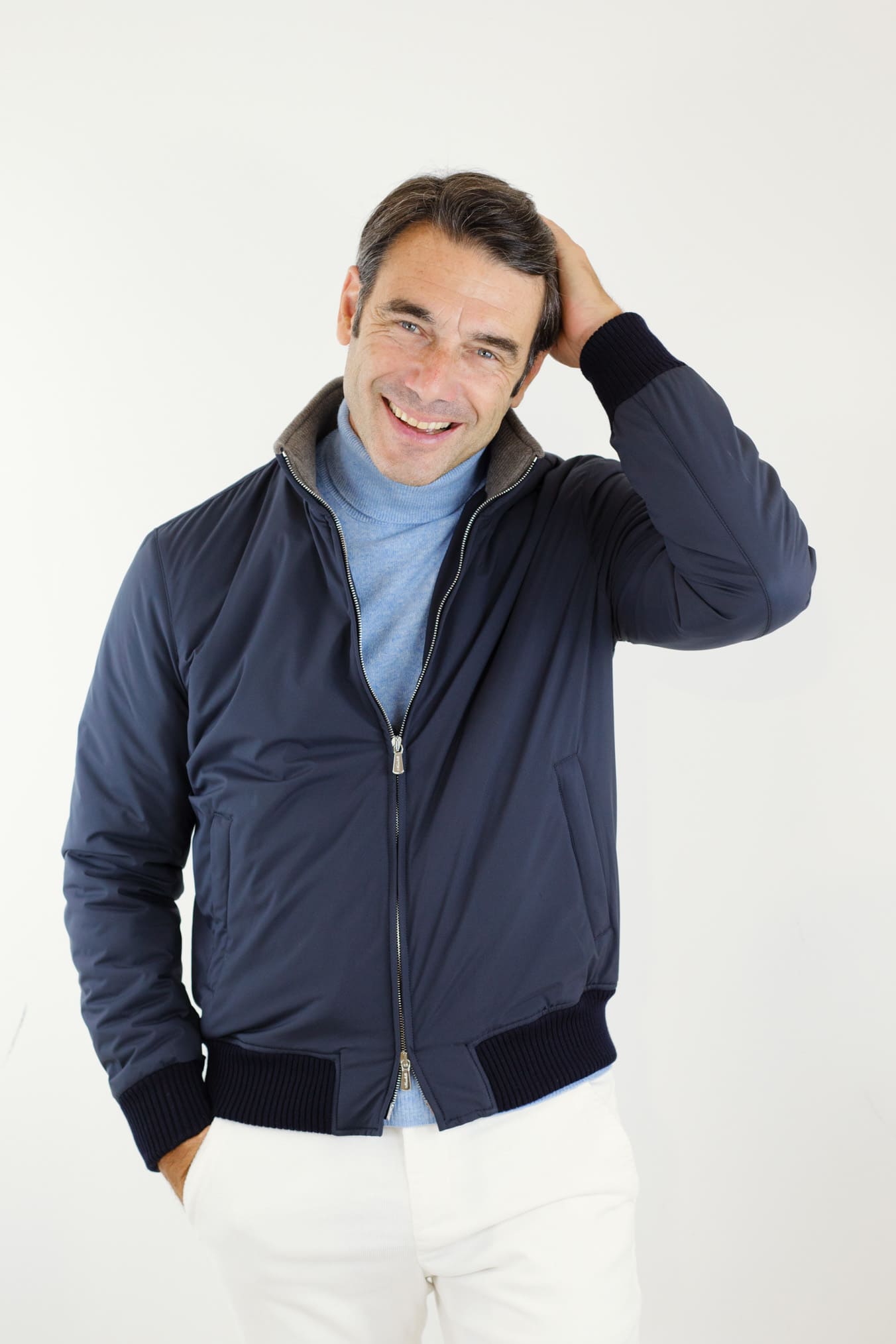 MANDELLI Giubbino Airstop Cashmere Loro Piana Blu Medio