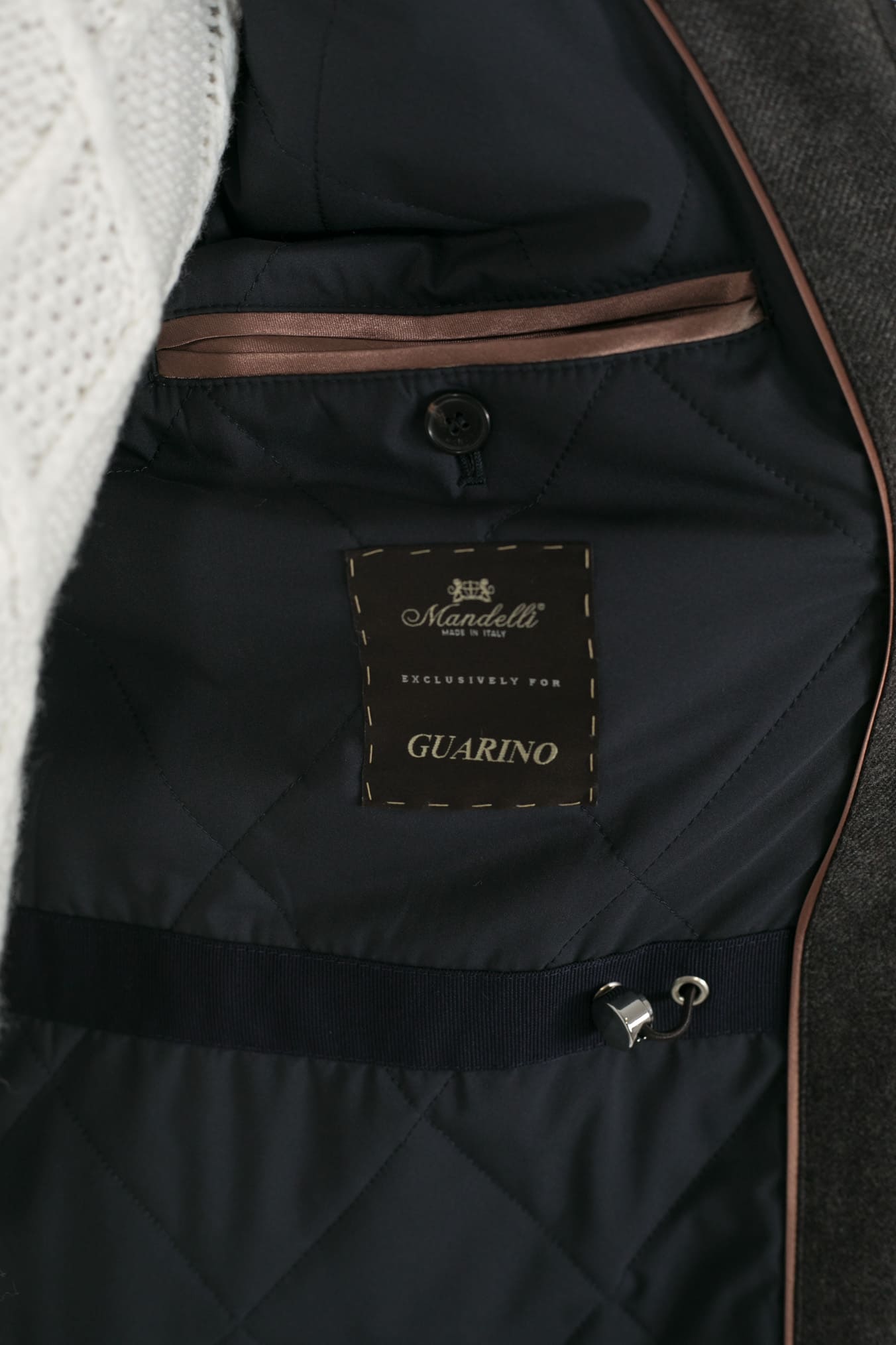 MANDELLI Field Jacket Lana Cashmere Tessuto Loro Piana Collo Visone Marrone