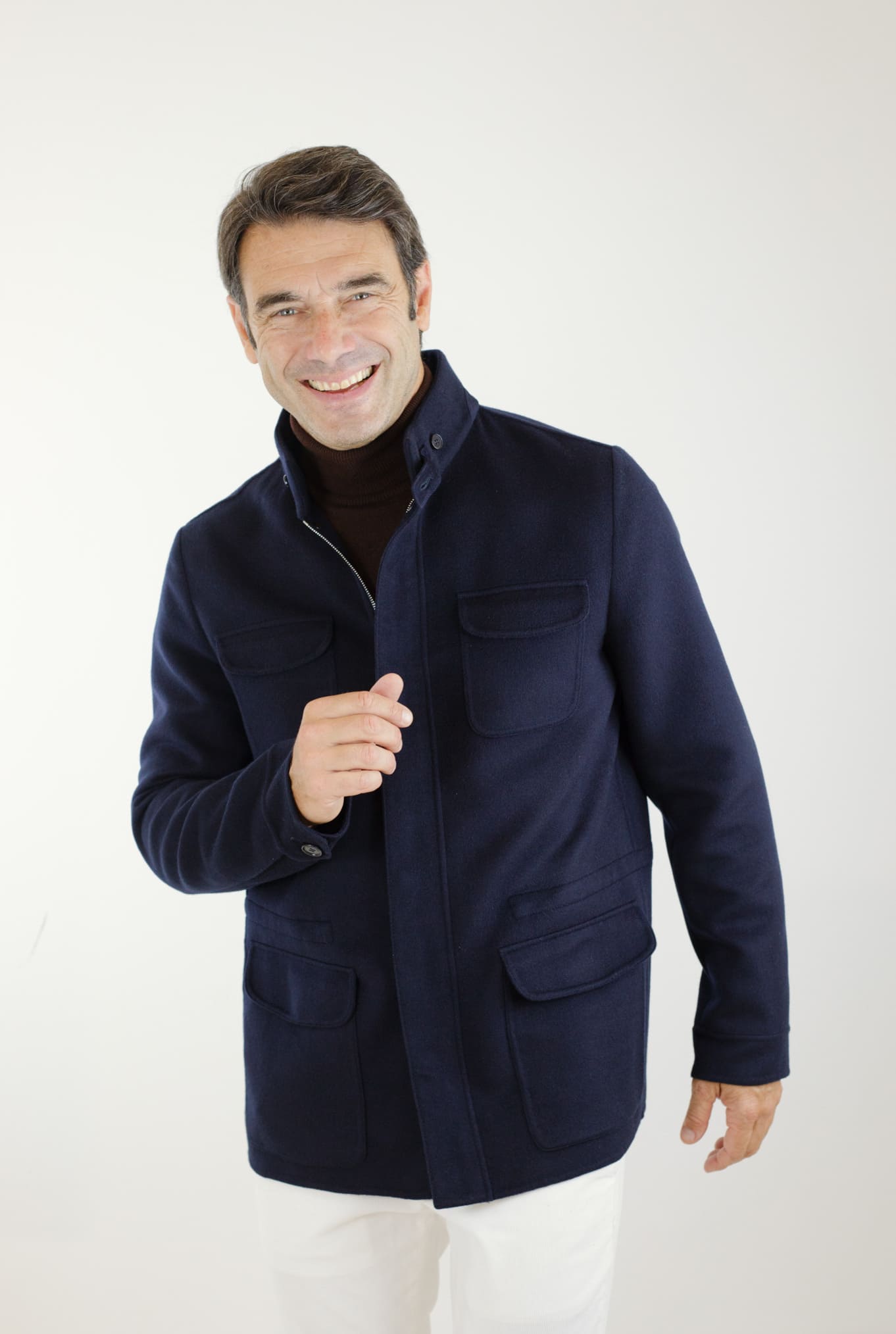 MANDELLI Field Jacket Tessuto Loro Piana Green Storm System Lana e Cashmere Double