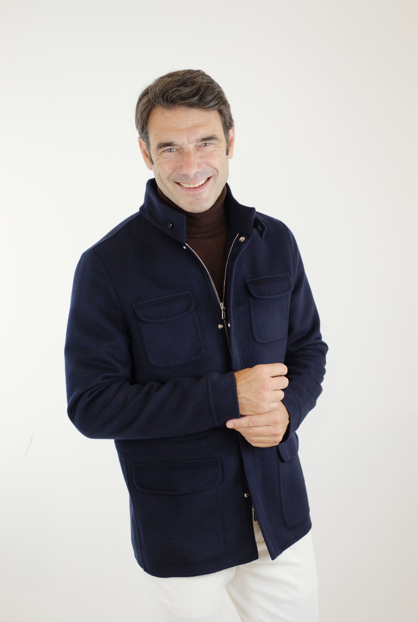 MANDELLI Field Jacket Tessuto Loro Piana Green Storm System Lana e Cashmere Double