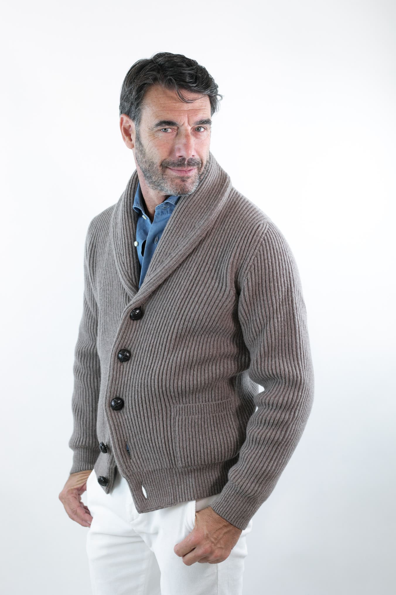 MC GEORGE OF SCOTLAND Cardigan Lana e Cashmere Tortora