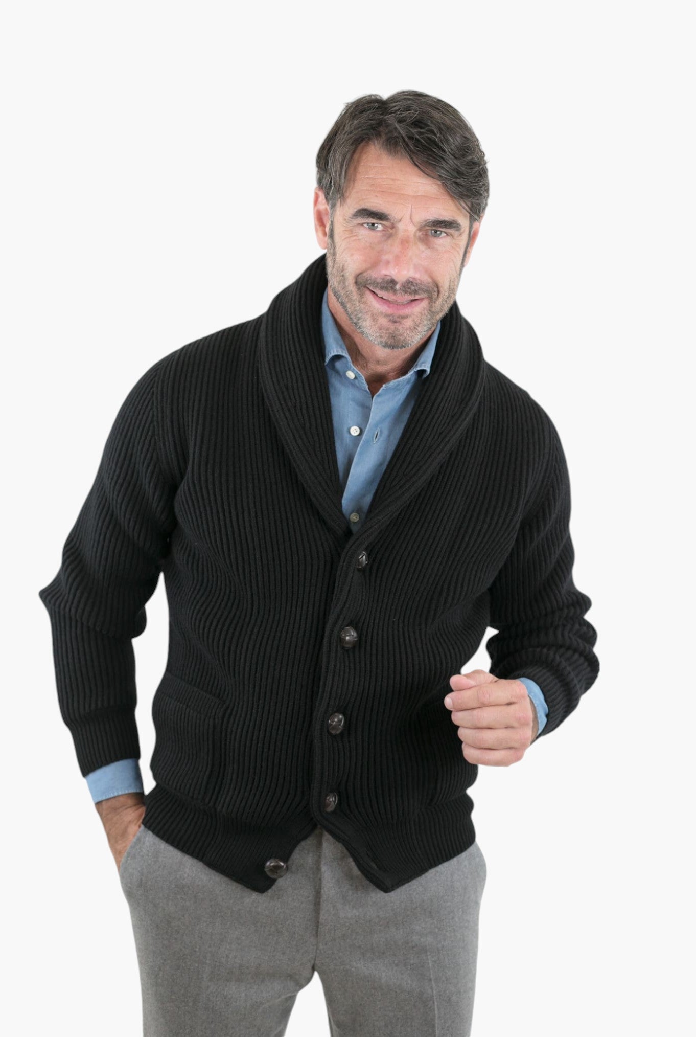 Cardigan Lana e Cashmere Nero