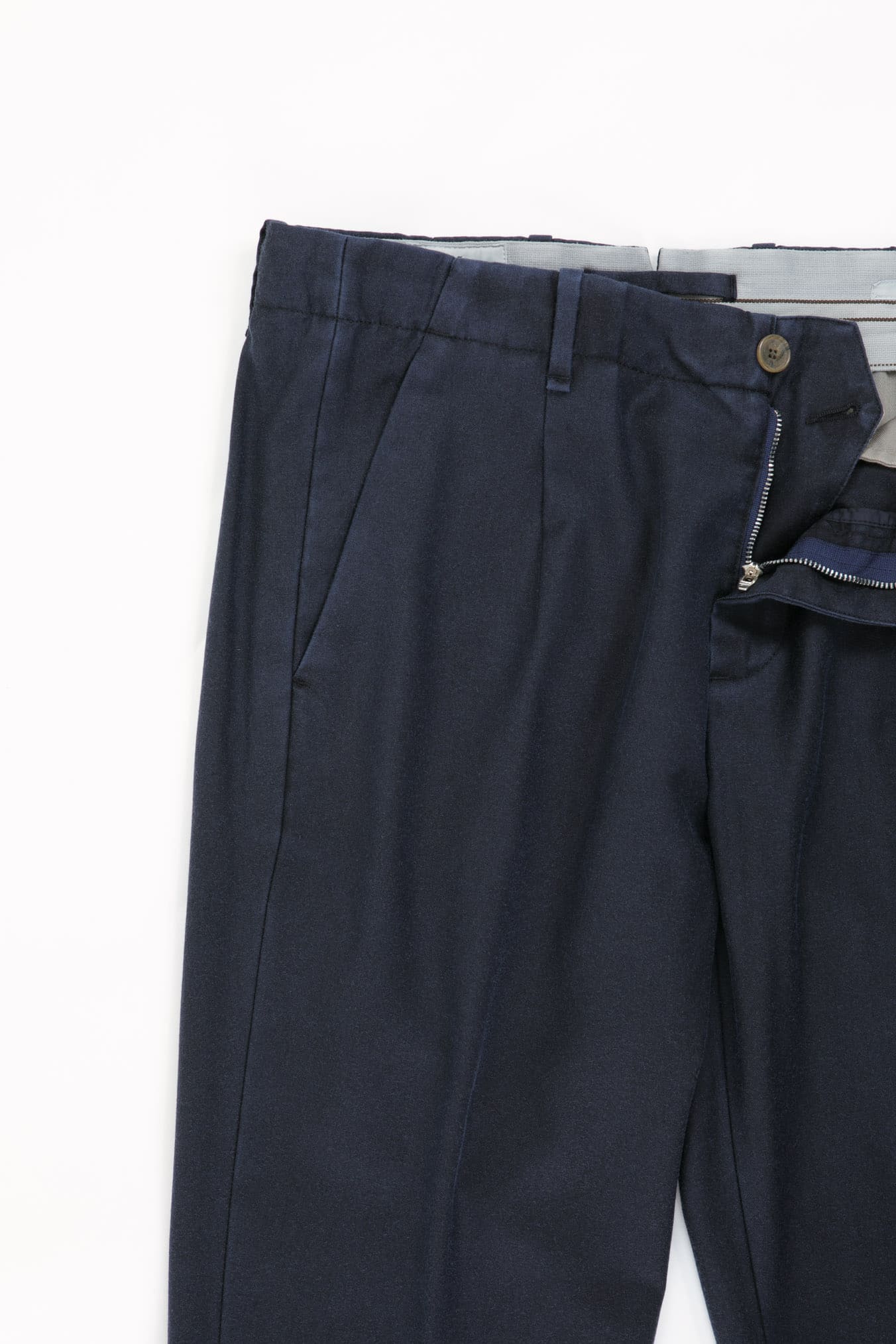 Dark Blue Washed Wool Trousers