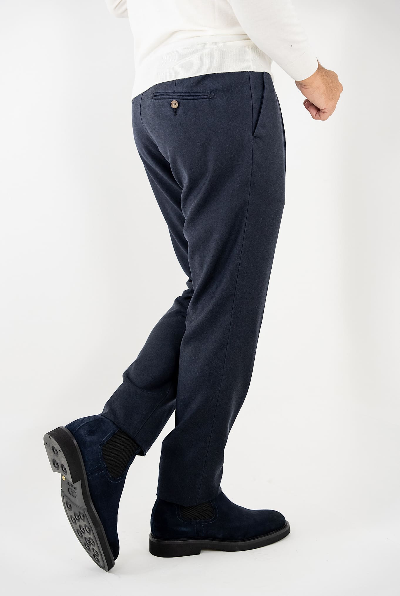 Dark Blue Washed Wool Trousers