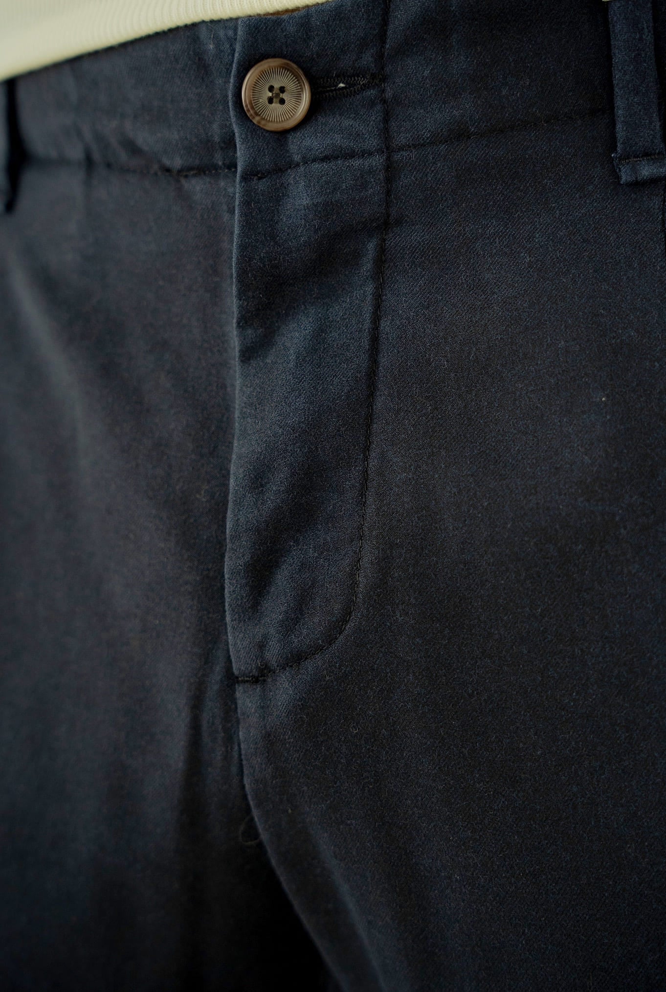 Dark Blue Washed Wool Trousers