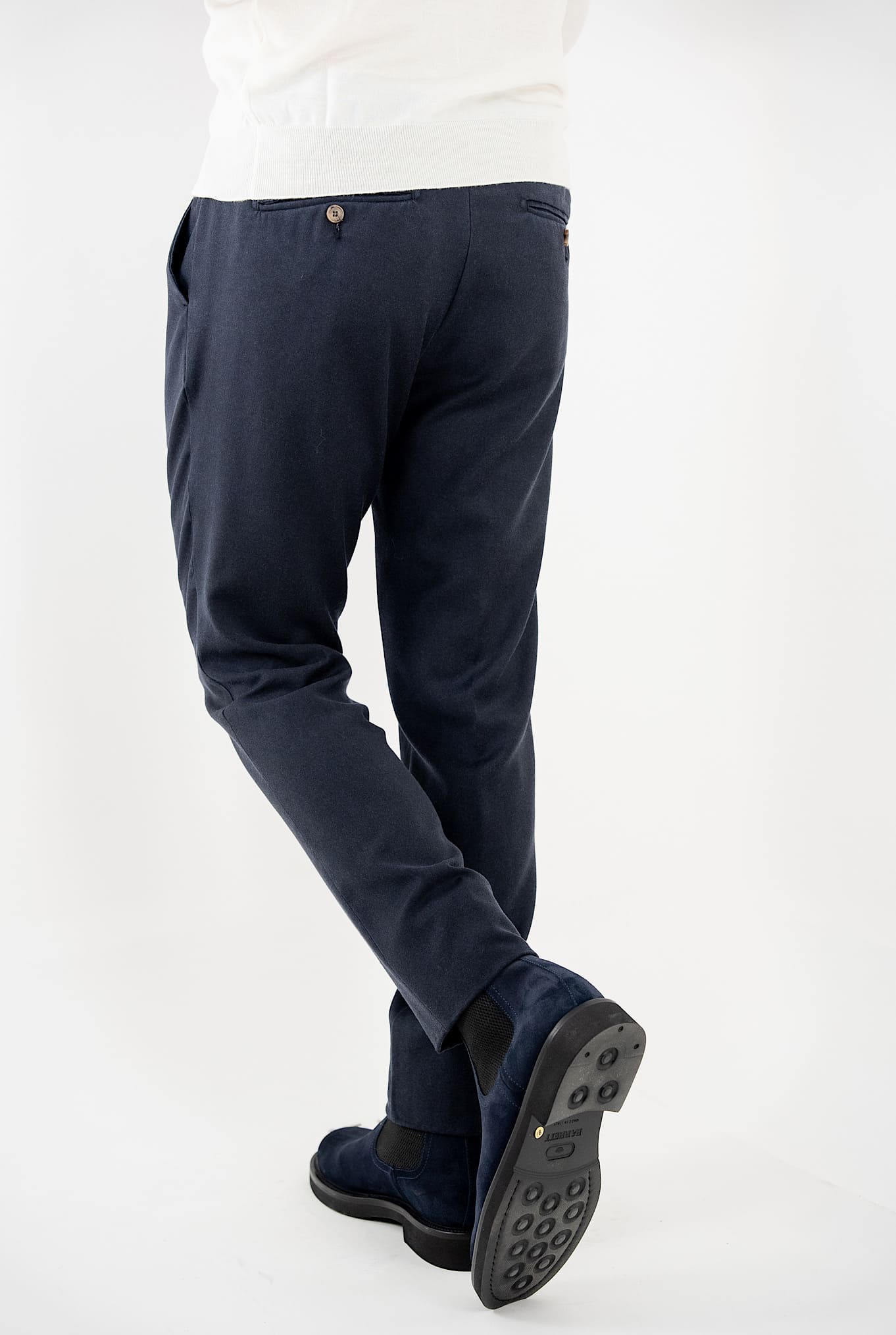 Dark Blue Washed Wool Trousers