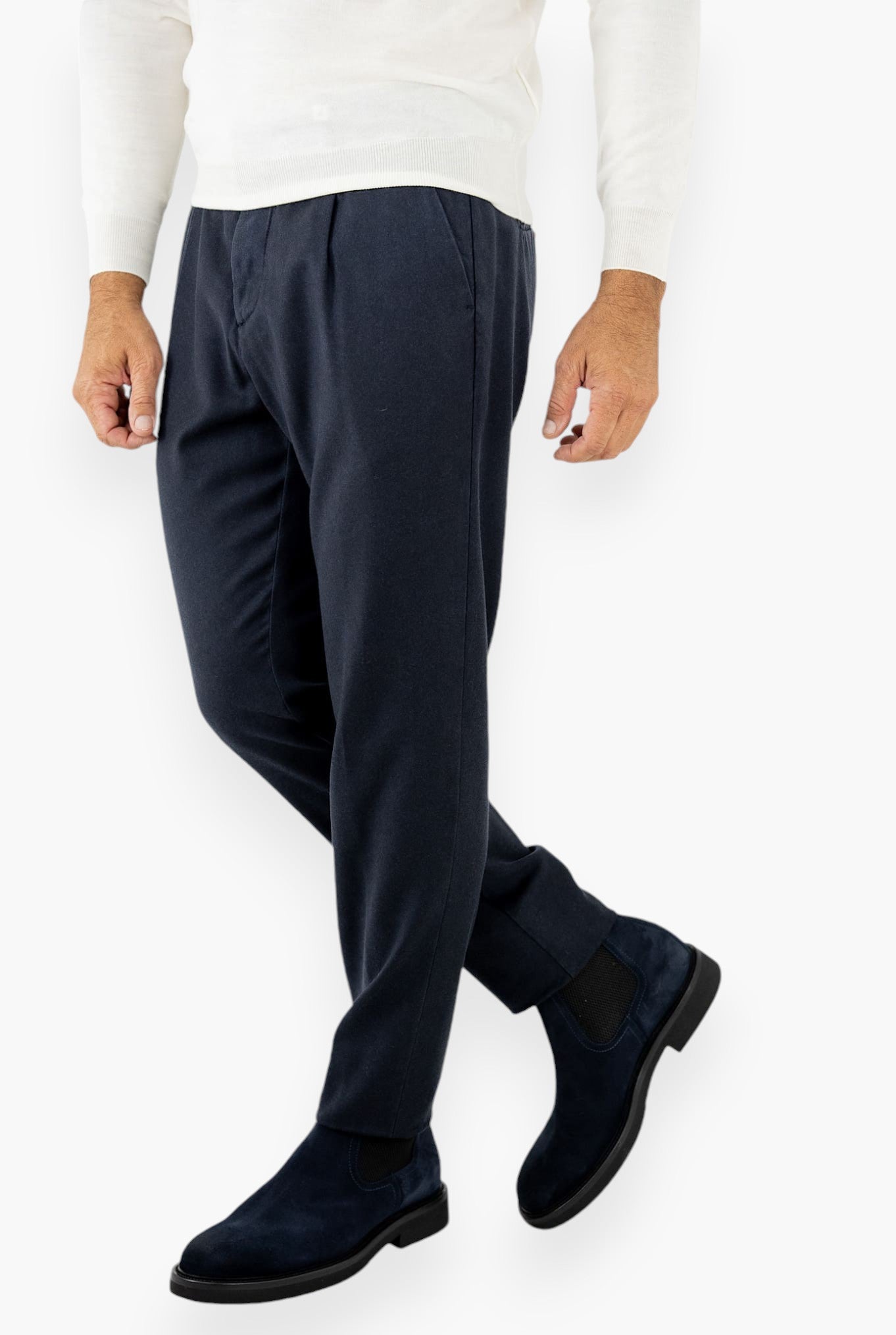 Dark Blue Washed Wool Trousers