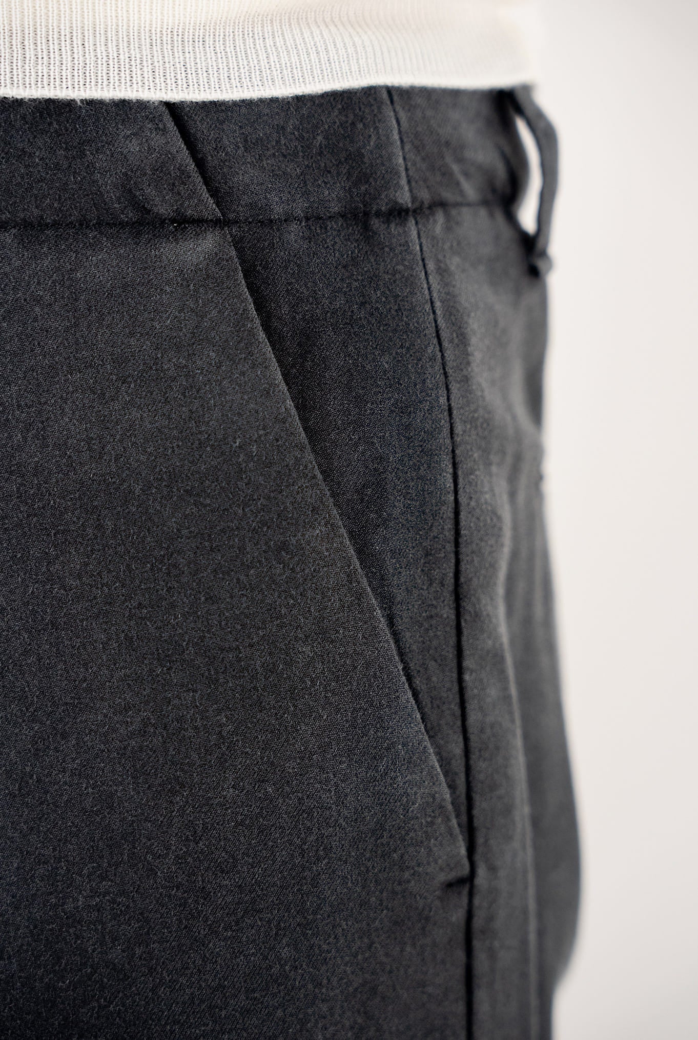 Anthracite Grey Washed Wool Trousers