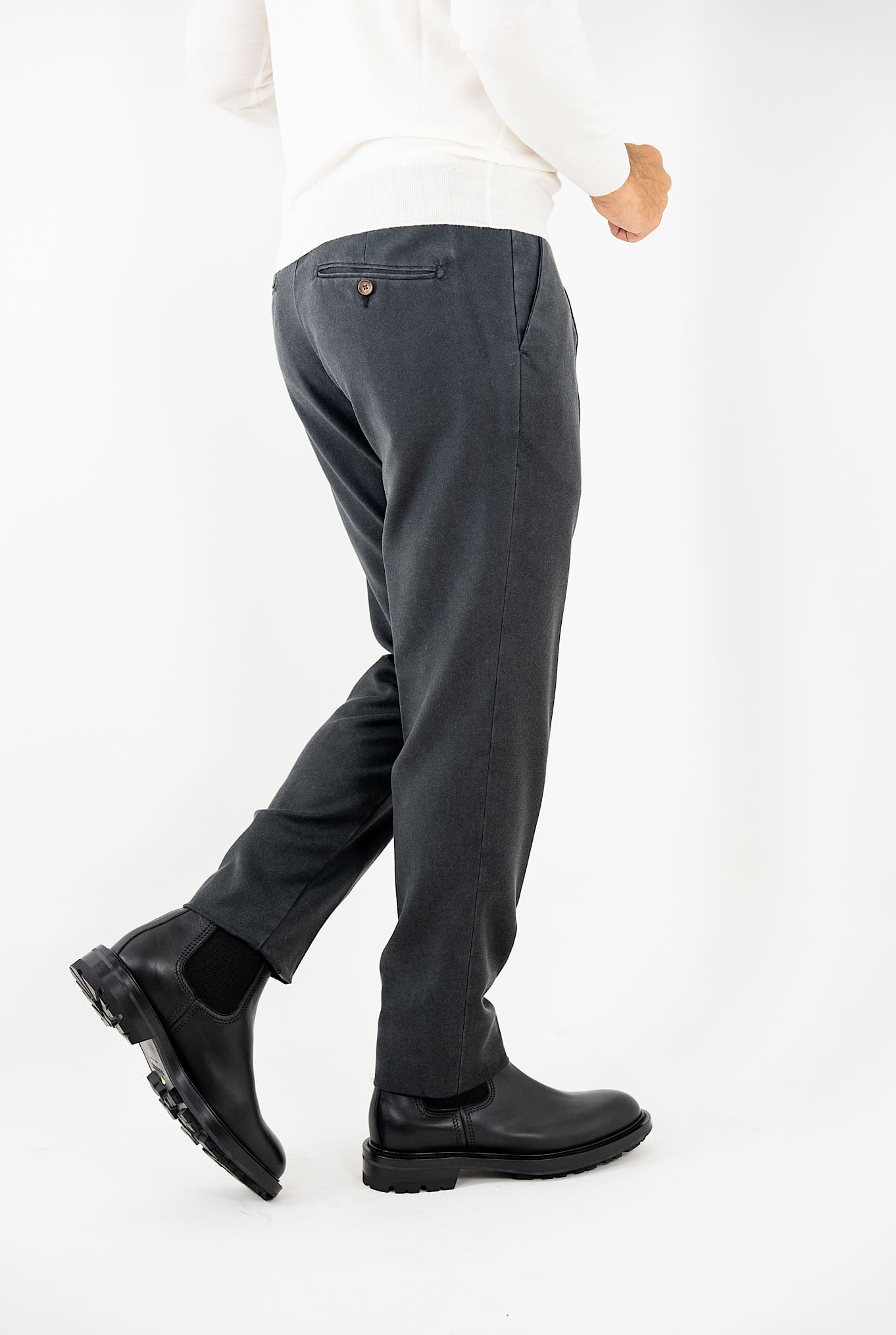 Anthracite Grey Washed Wool Trousers