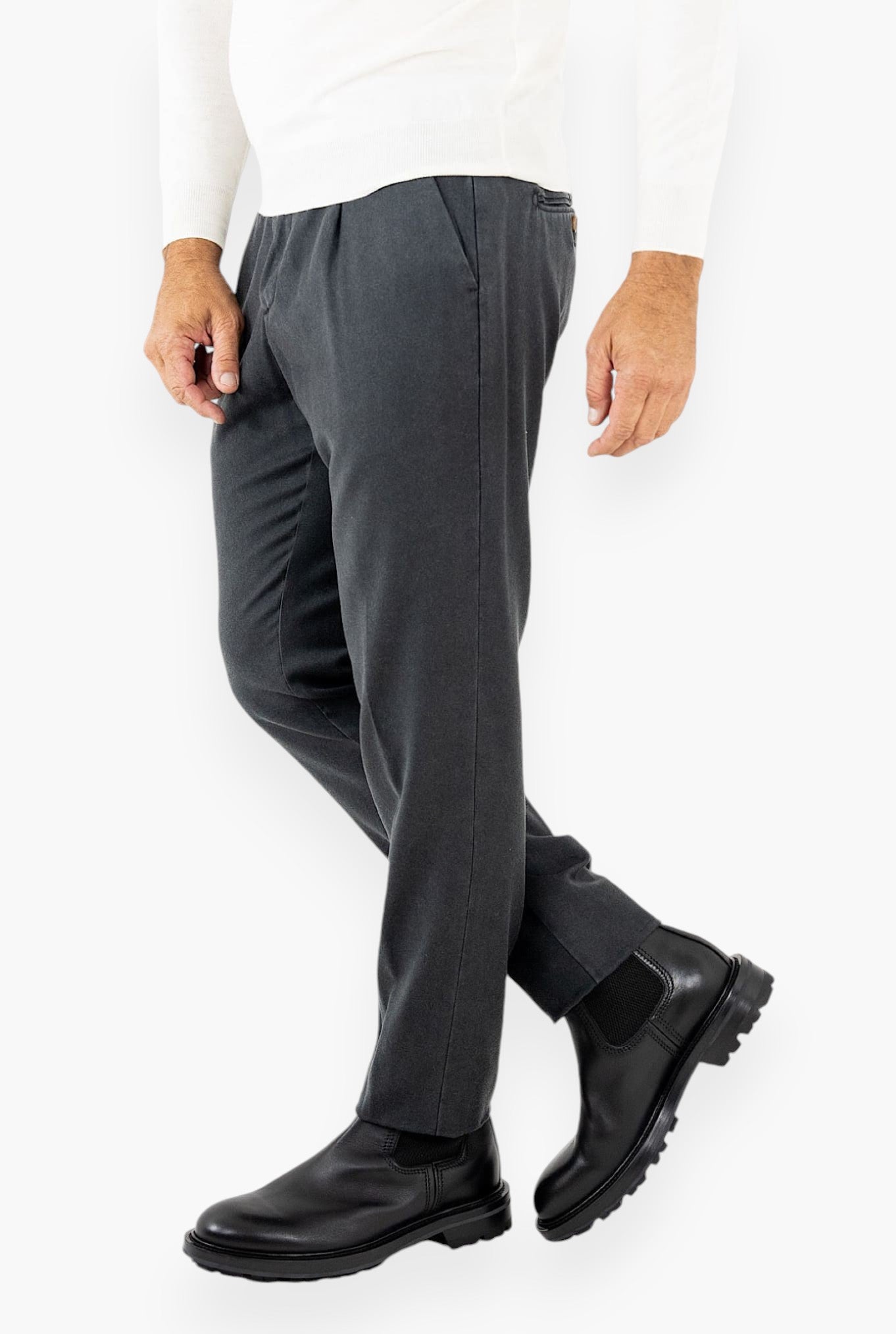 Anthracite Grey Washed Wool Trousers