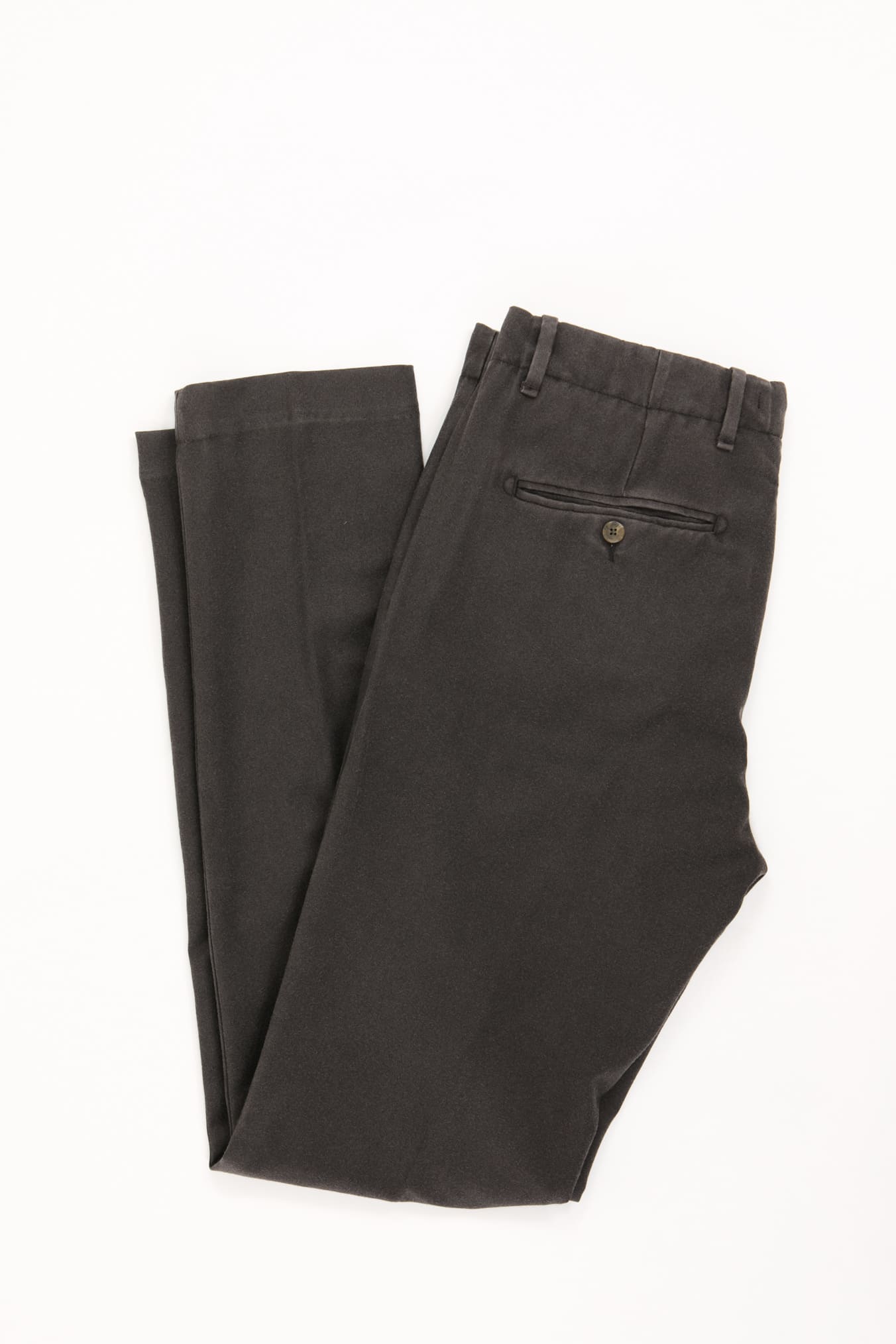 Dark Brown Washed Wool Trousers