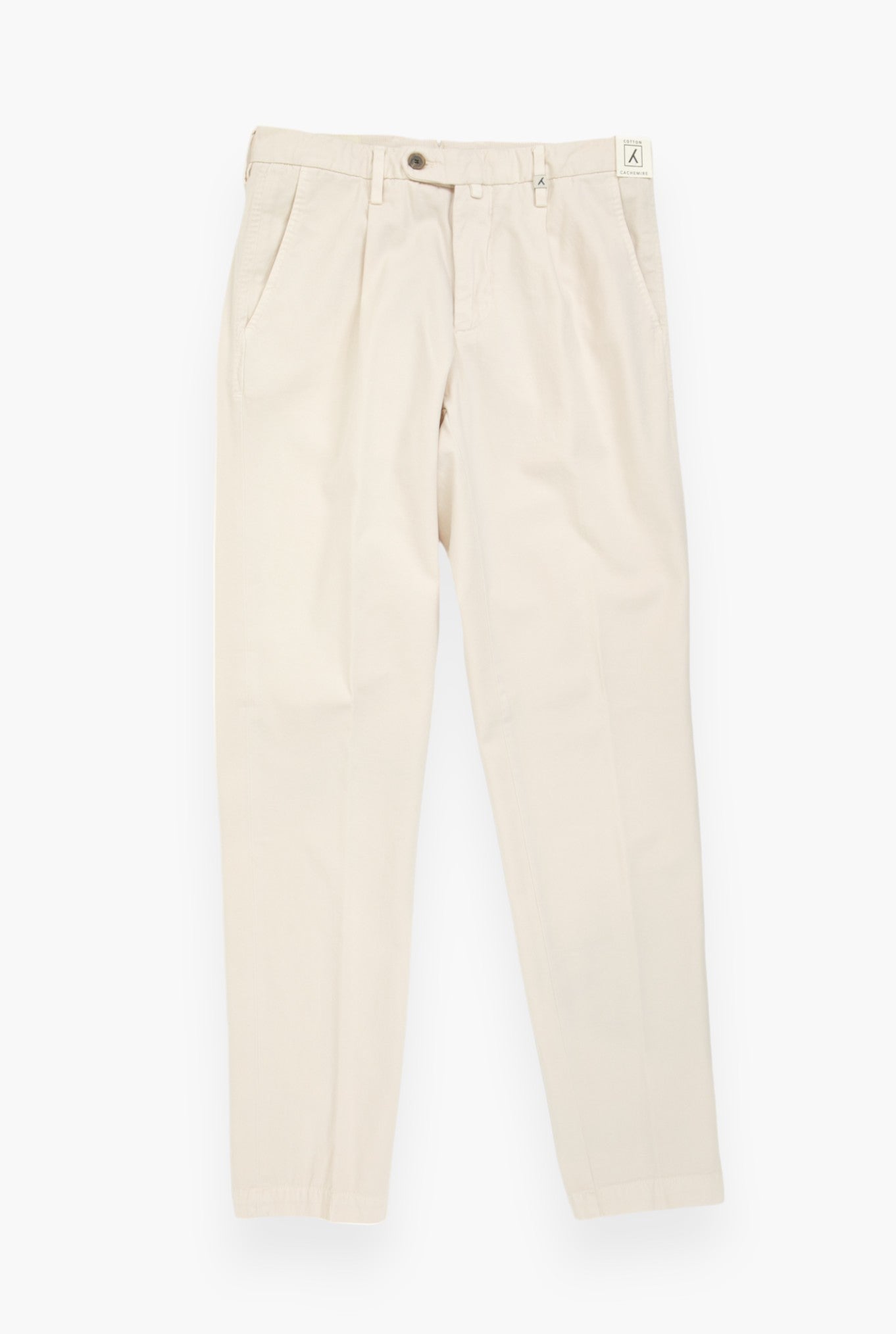 MYTHS Pantaloni Chino in Cotone e Cashmere Bianco Panna