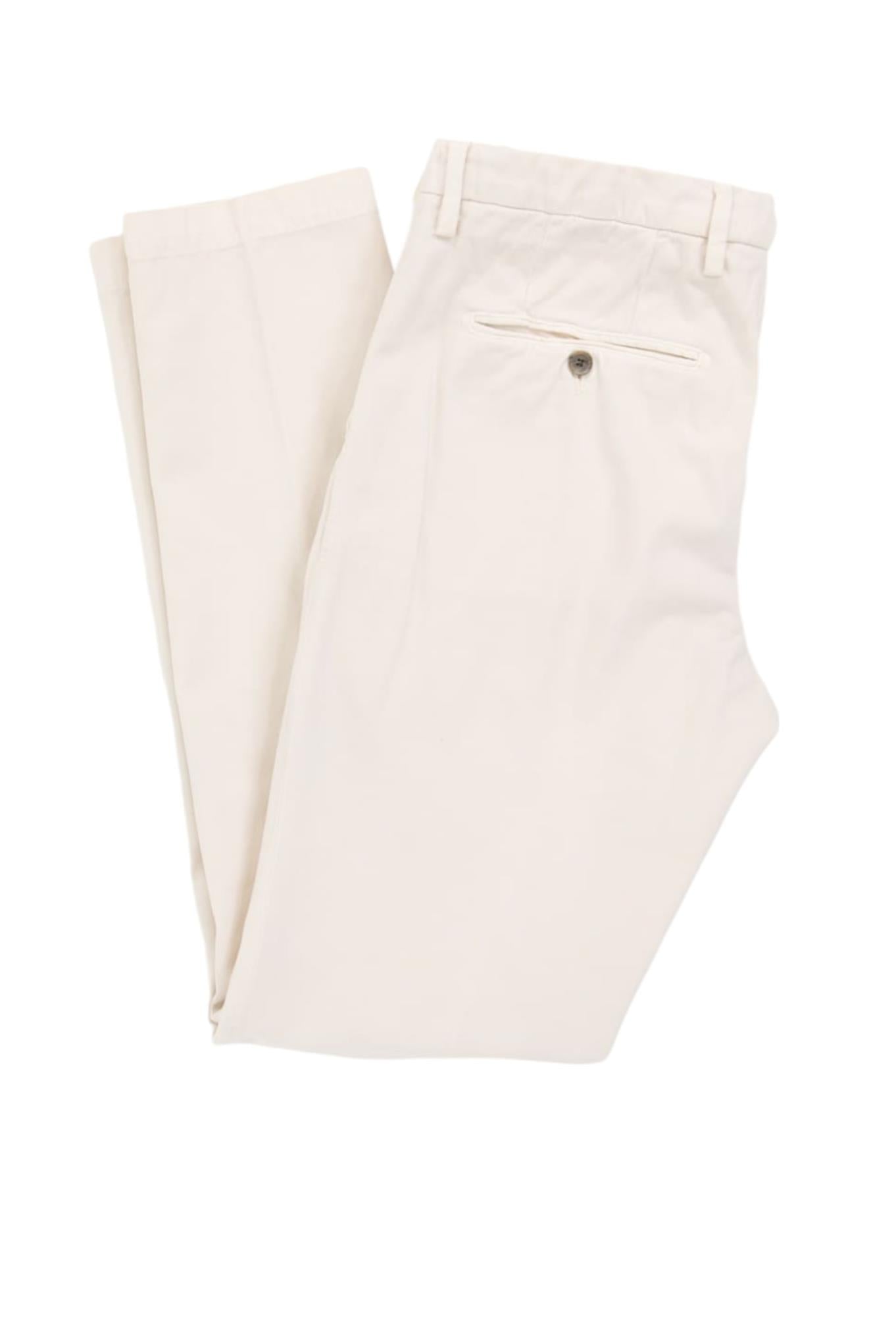 MYTHS Pantaloni Chino in Cotone e Cashmere Bianco Panna