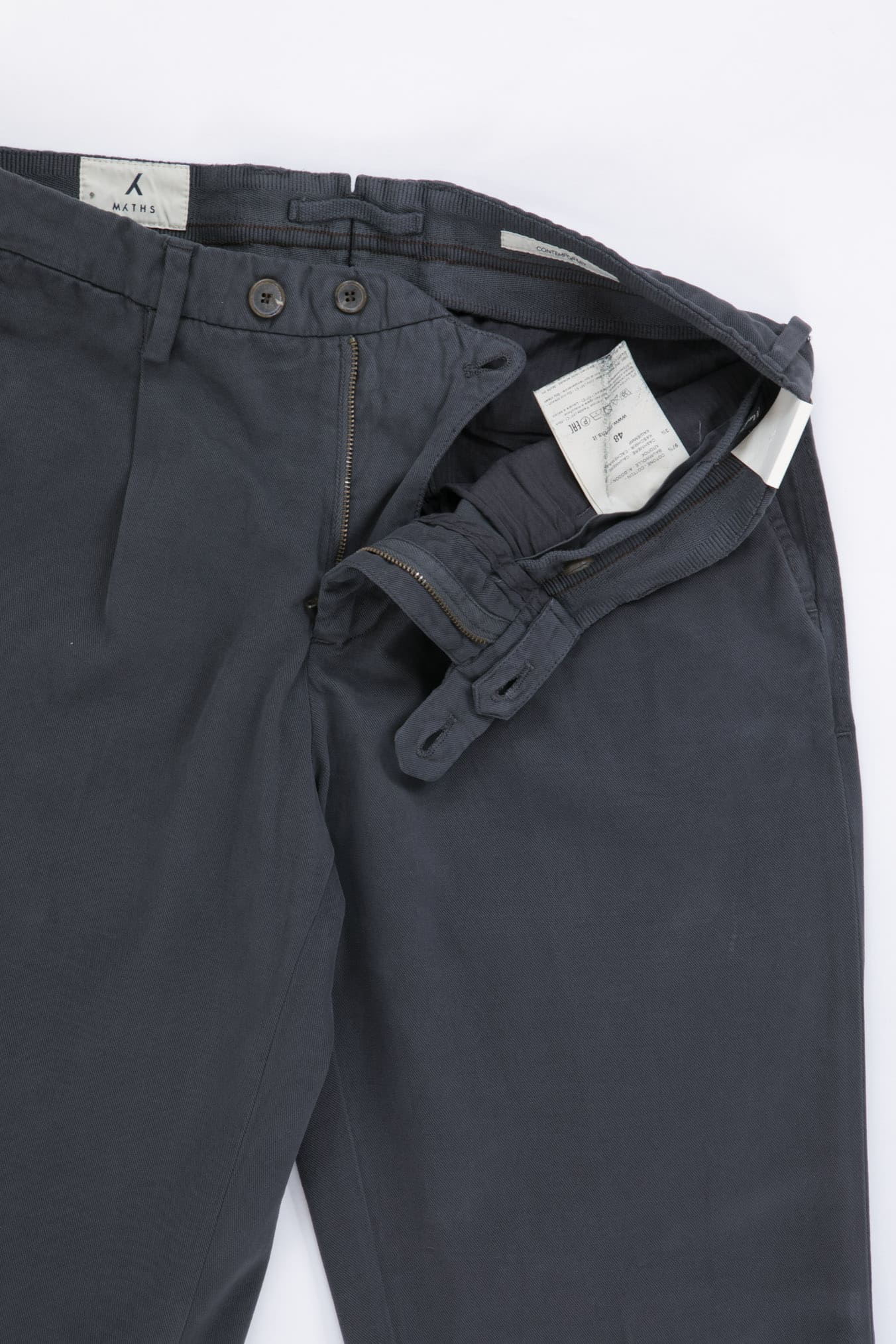 MYTHS Pantaloni Chino in Cotone e Cashmere Grigio Scuro