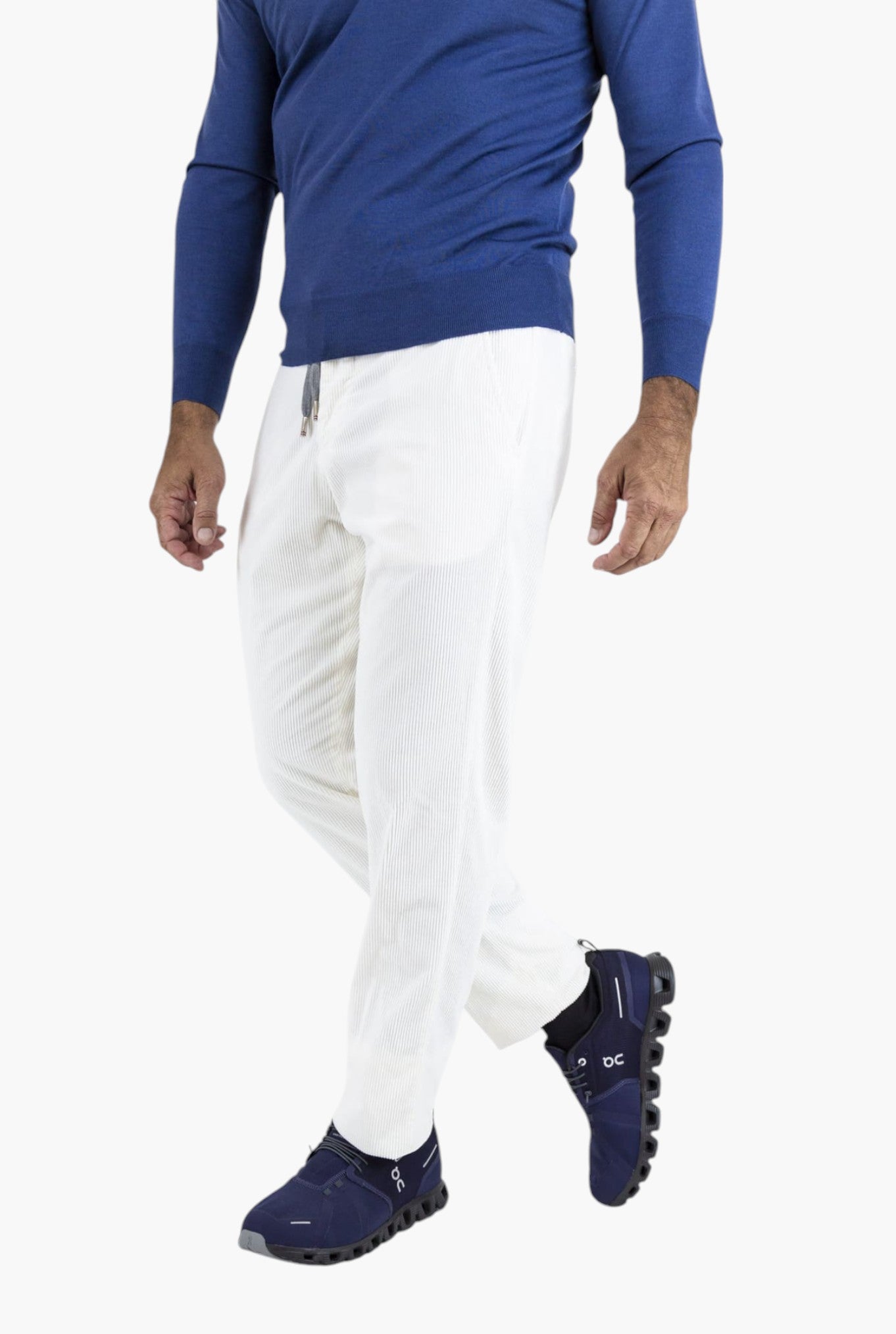 MARCO PESCAROLO Velvet Pants Removable Drawstring White