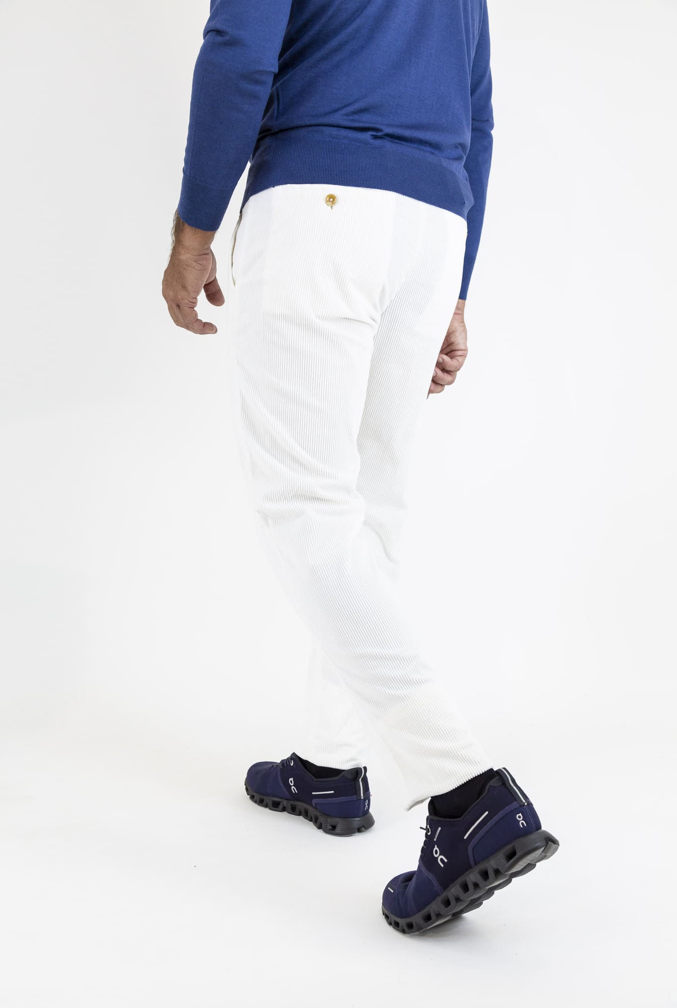 MARCO PESCAROLO Velvet Pants Removable Drawstring White