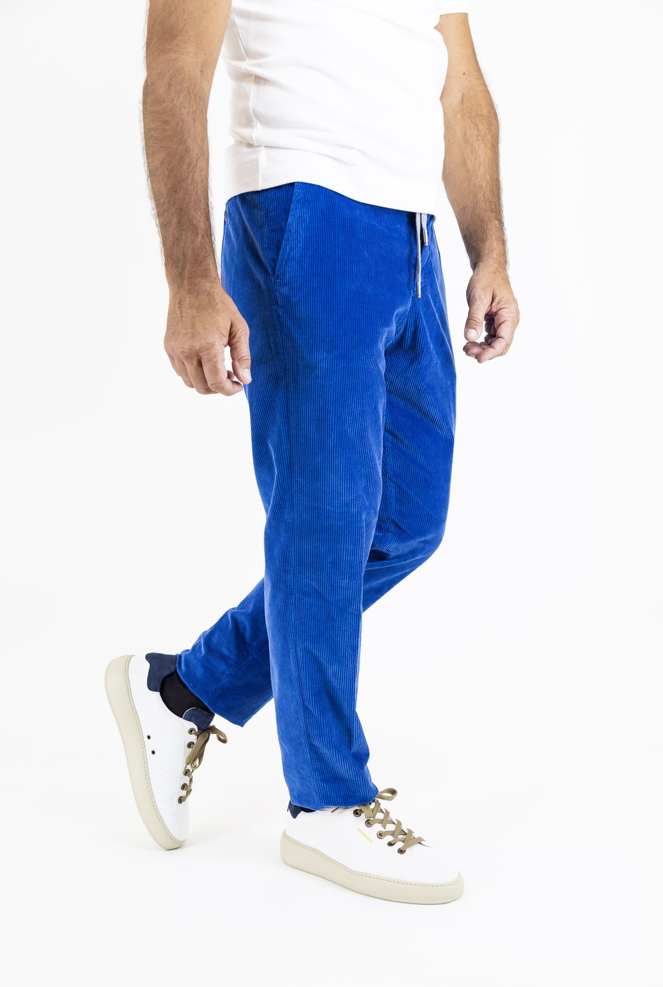 MARCO PESCAROLO Pantaloni Velluto Coulisse Removibile Bluette