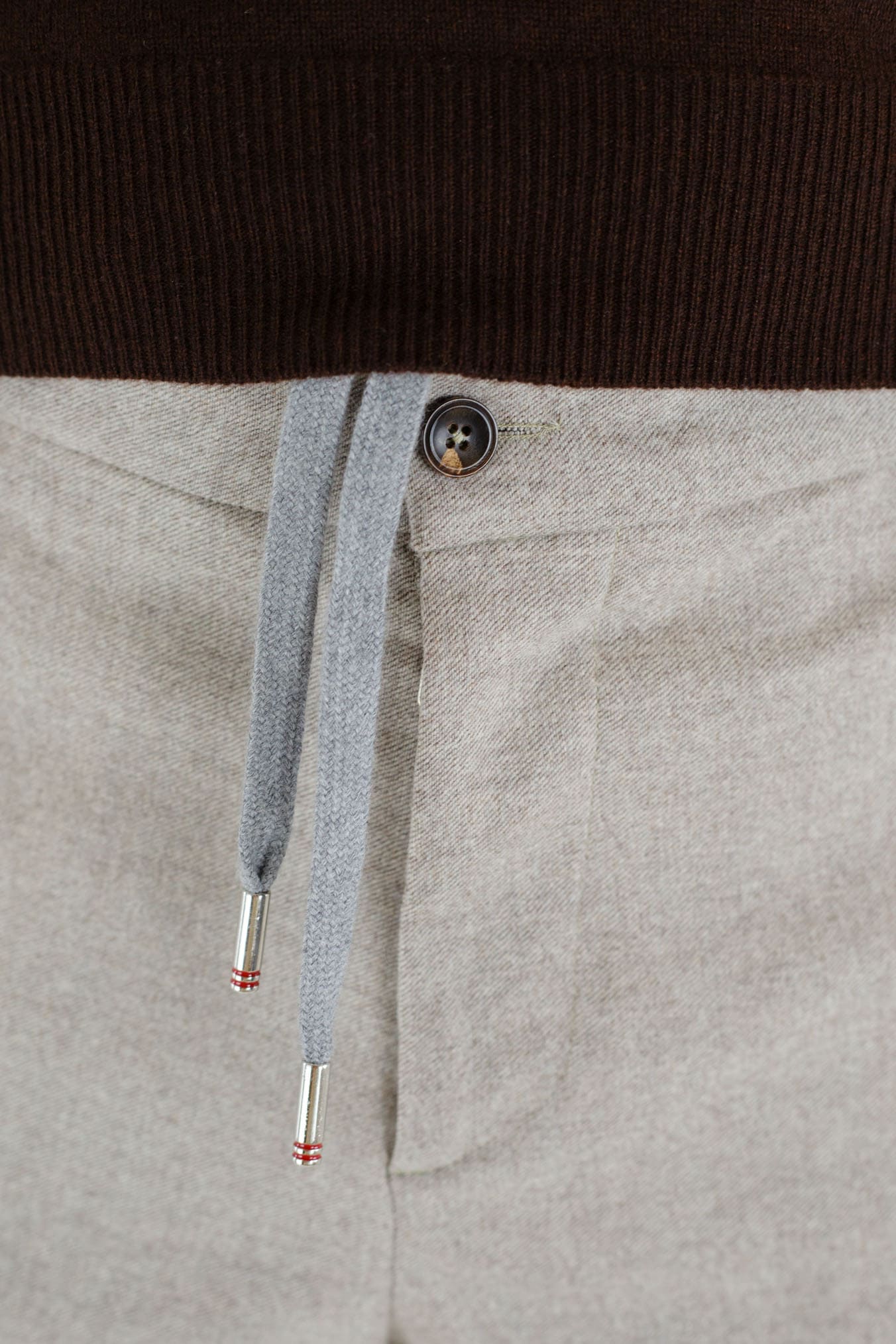 MARCO PESCAROLO Beige Wool Cashmere Drawstring Trousers