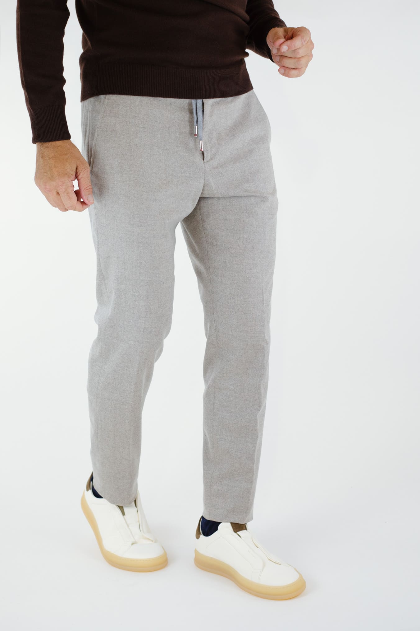 MARCO PESCAROLO Pantaloni Coulisse Lana Cashmere Beige