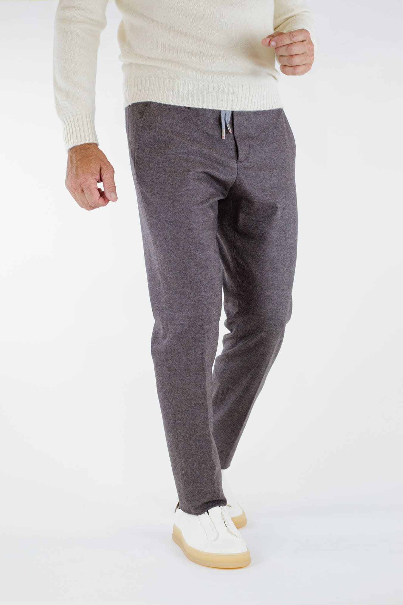 MARCO PESCAROLO Pantaloni Coulisse Lana Cashmere Tortora