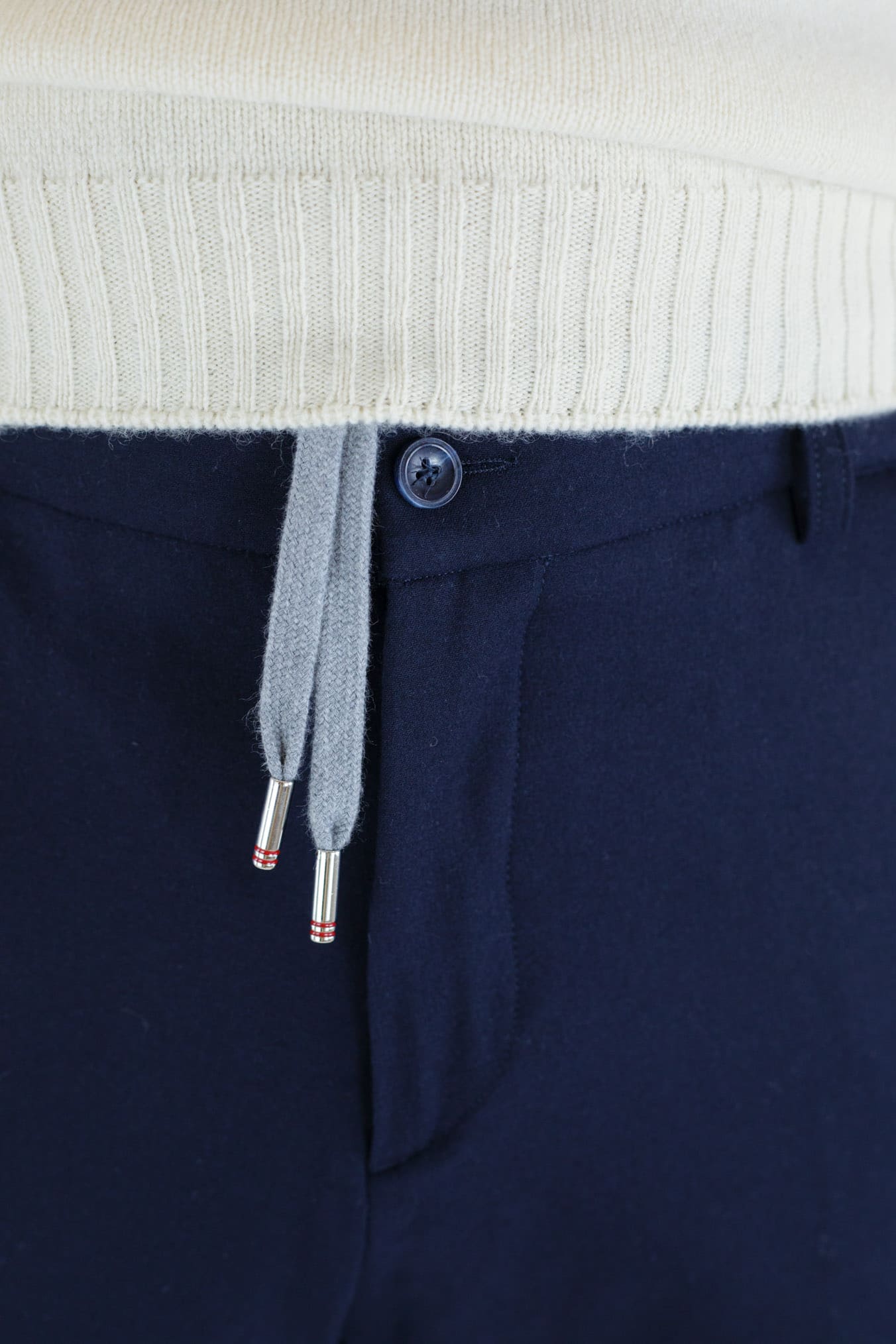 Pantaloni Cashmere con Coulisse Blu Navy