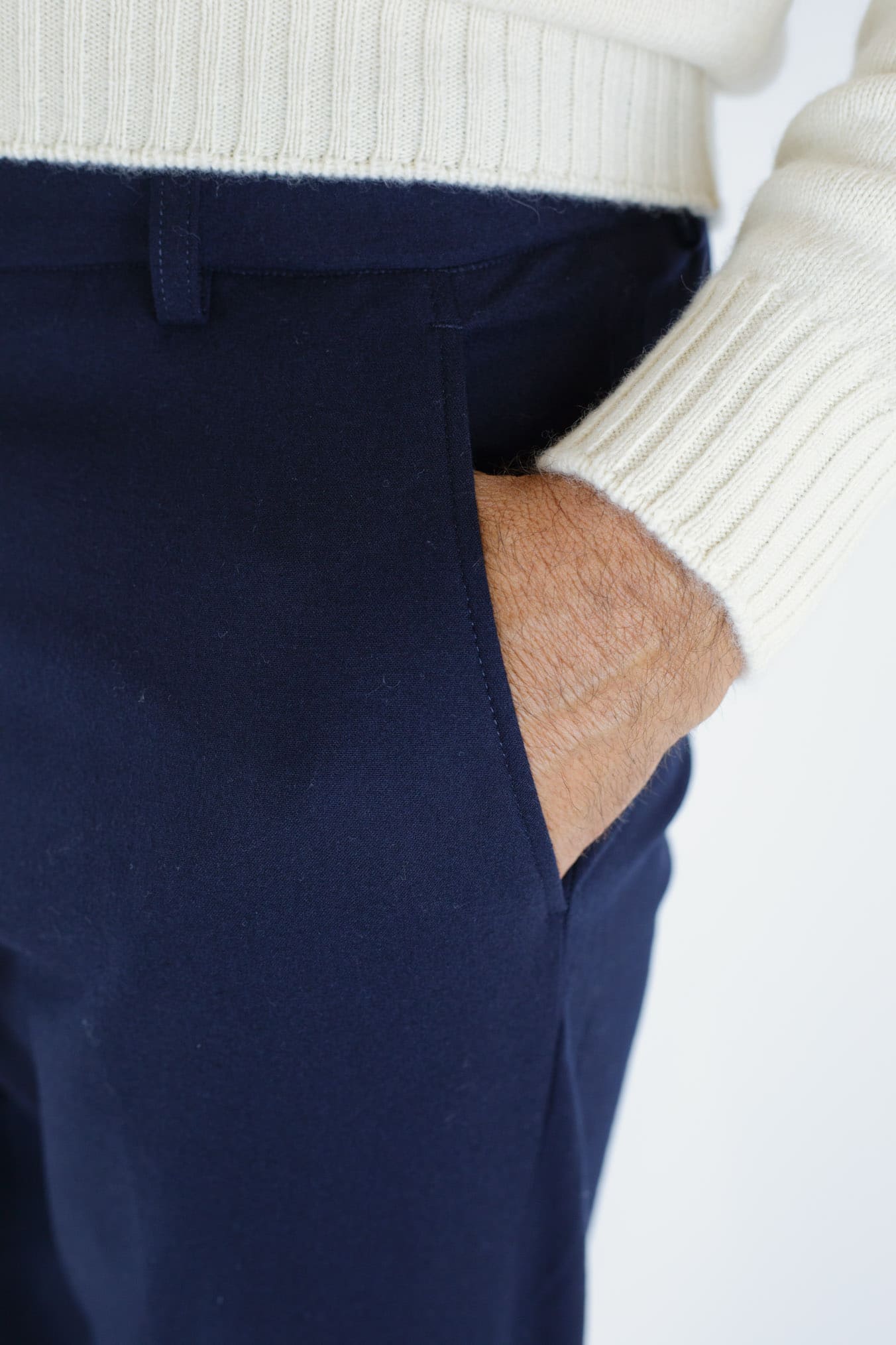 Pantaloni Cashmere con Coulisse Blu Navy