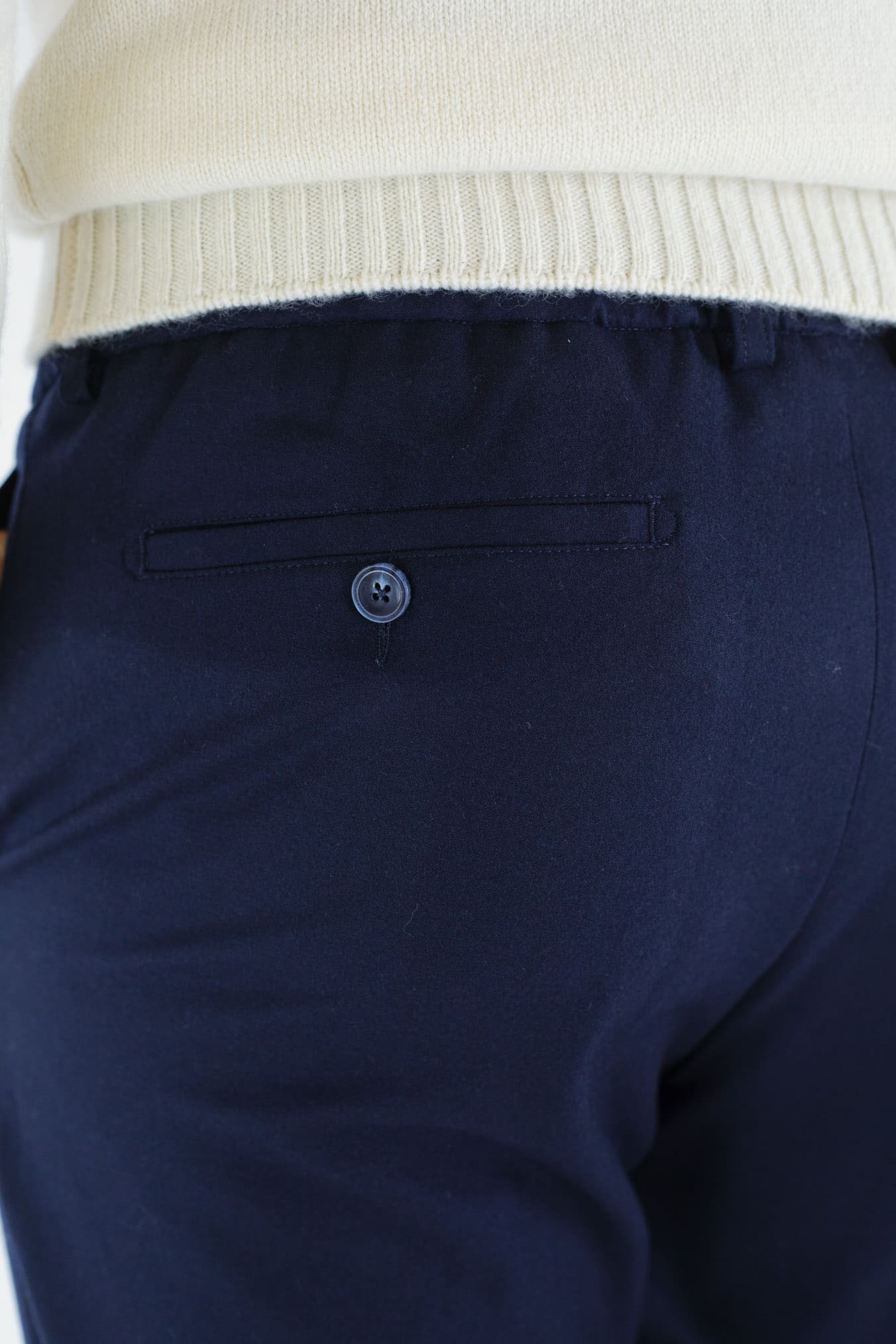 Pantaloni Cashmere con Coulisse Blu Navy