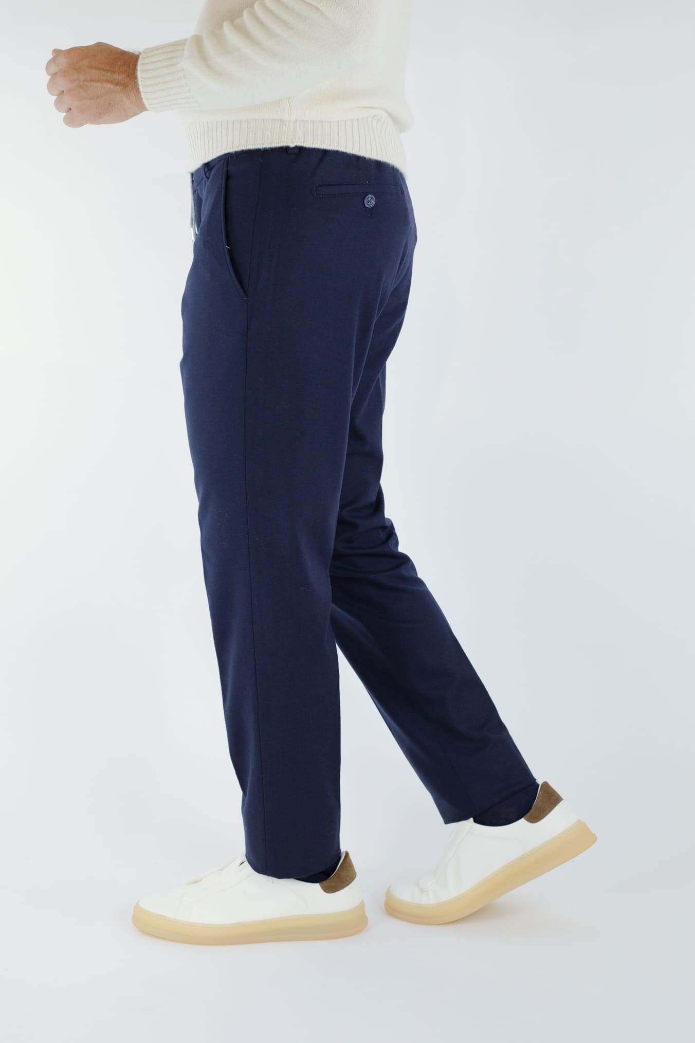 Pantaloni Cashmere con Coulisse Blu Navy