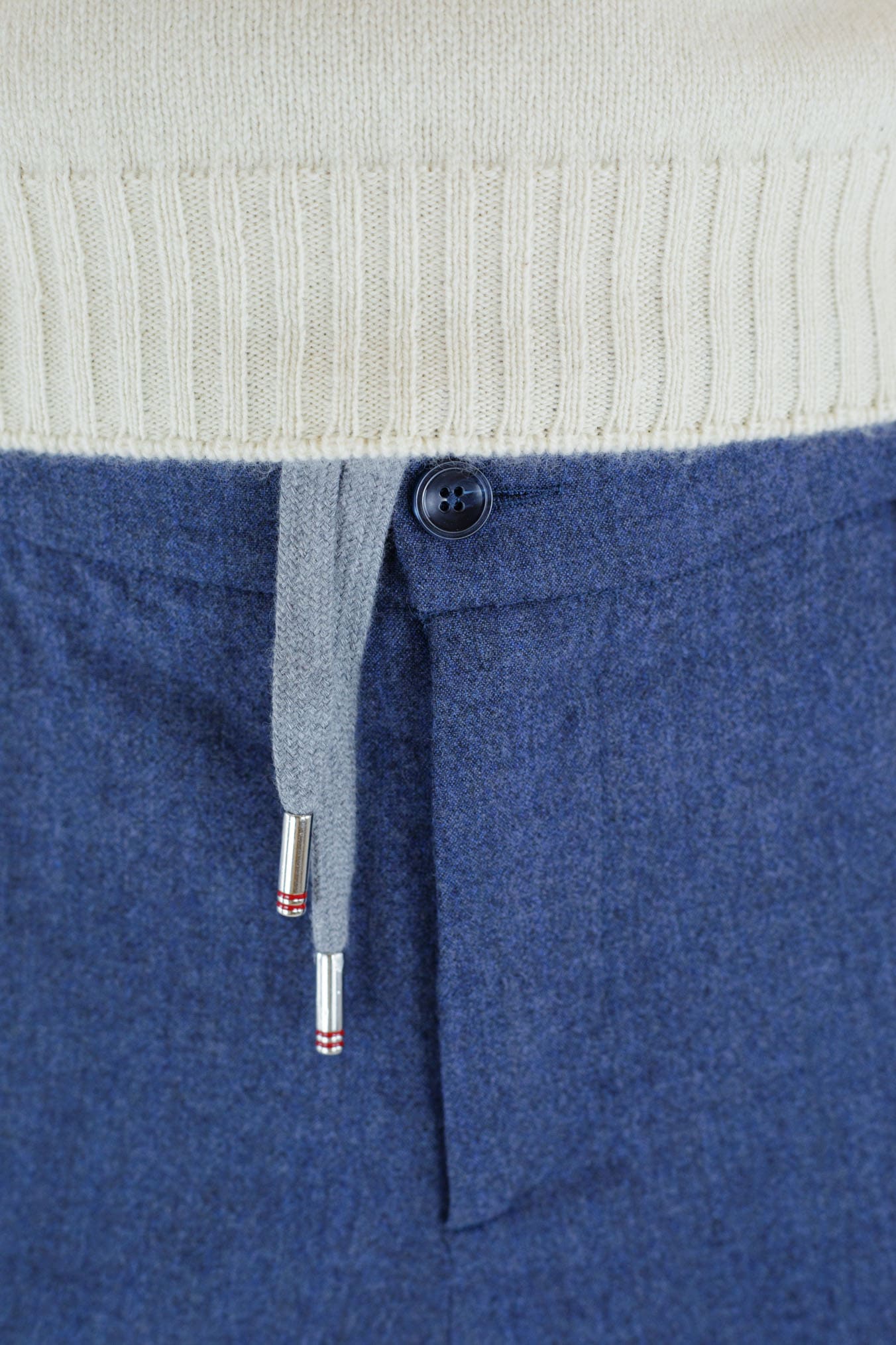 Pantaloni Cashmere con Coulisse Blu Denim