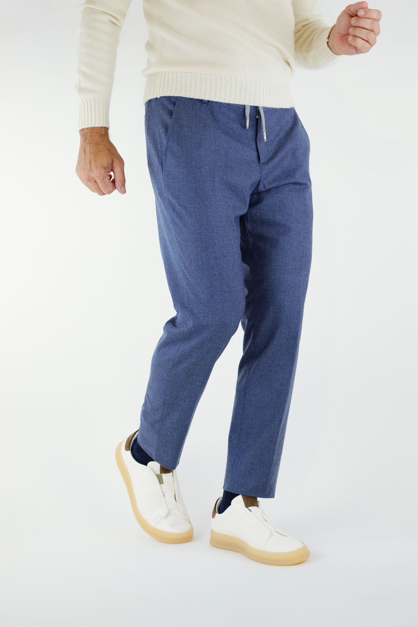 MARCO PESCAROLO Cashmere Pants with Drawstring Denim Blue