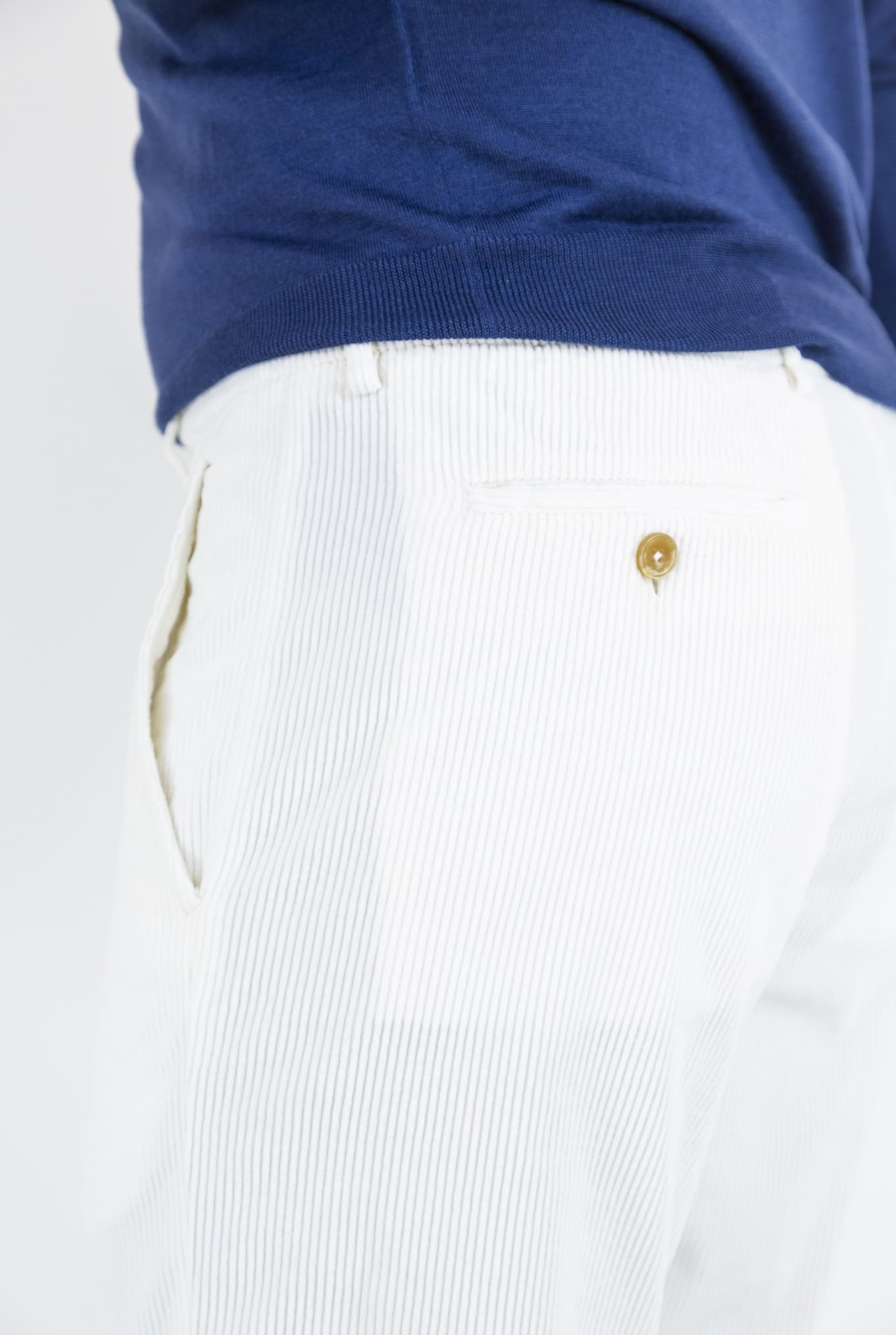 PESCAROLO Pantaloni Velluto Coulisse Removibile Bianco