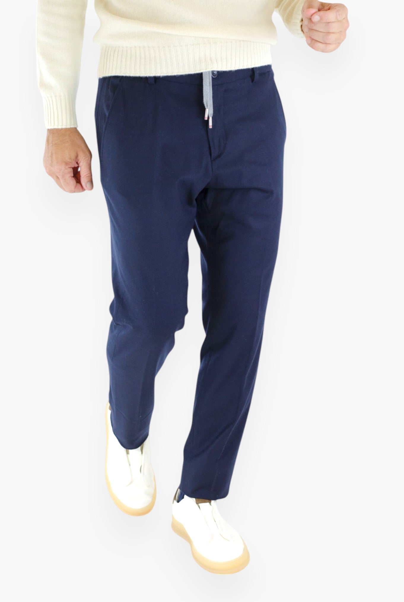 Pantaloni Cashmere con Coulisse Blu Navy