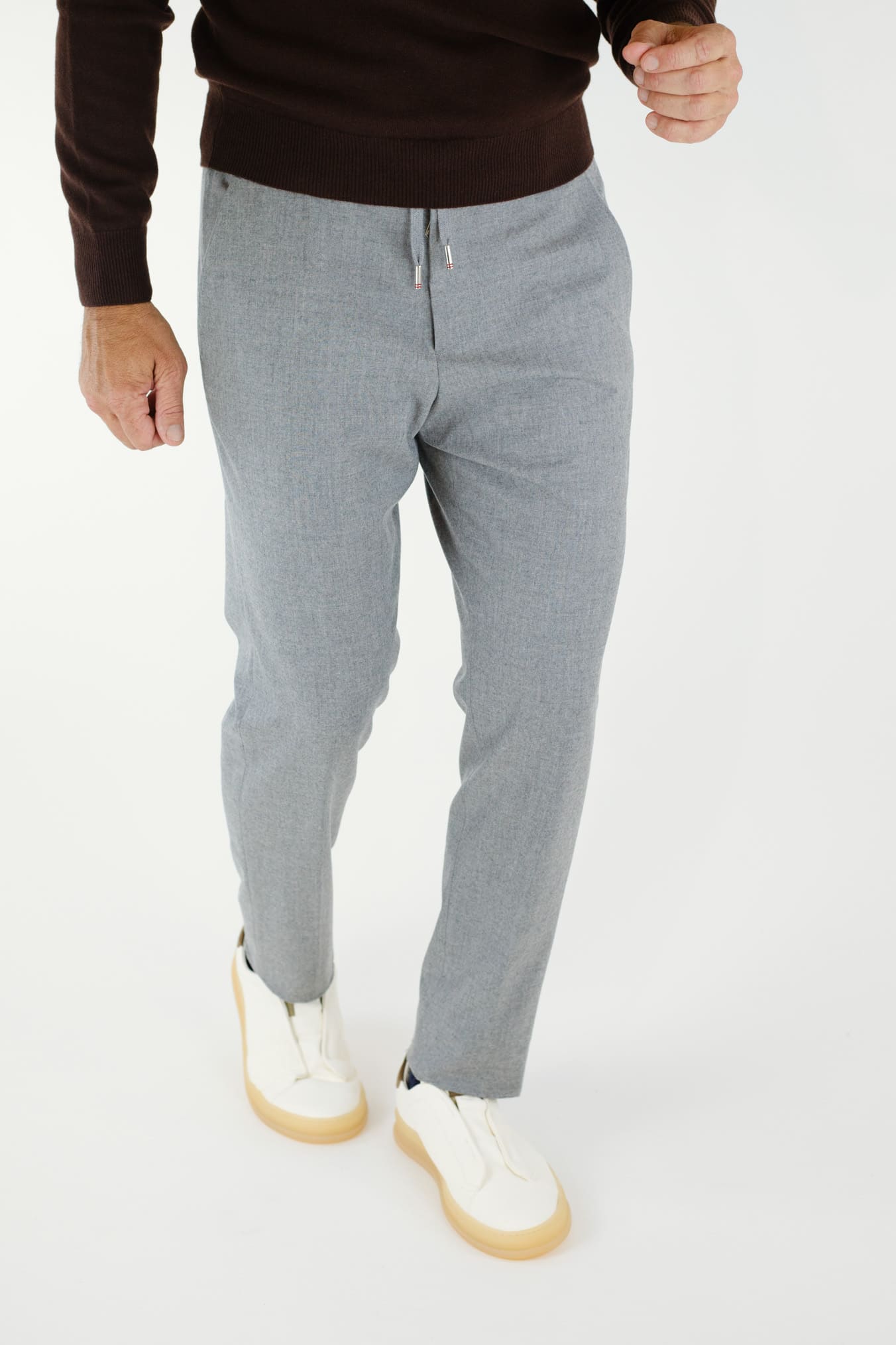 MARCO PESCAROLO Pantaloni Cashmere con Coulisse Grigio Chiaro