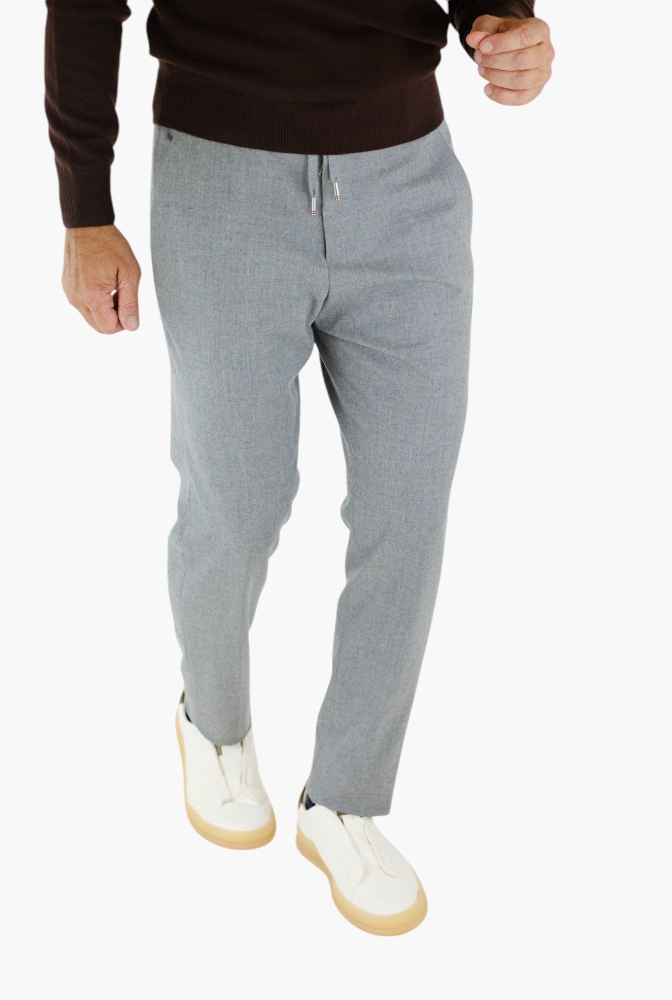 Pantaloni Cashmere con Coulisse Grigio Chiaro