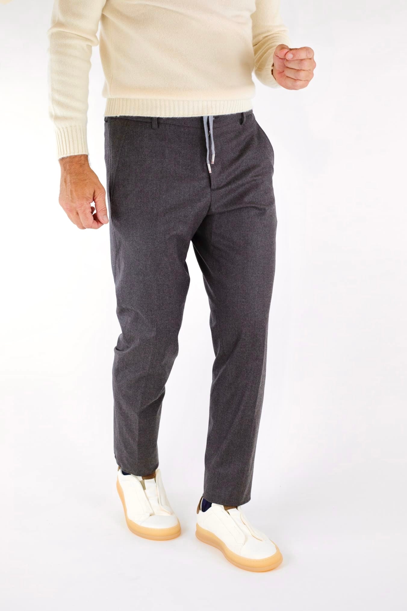 MARCO PESCAROLO Pantaloni Cashmere con Coulisse Marrone