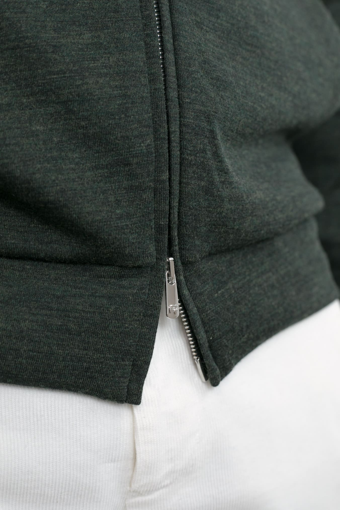 Mélange Green Wool Jersey Hoodie