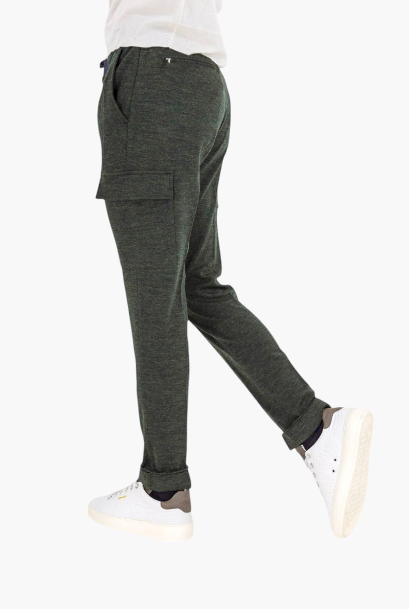 Pantaloni con Coulisse Cargo Verde Mélange