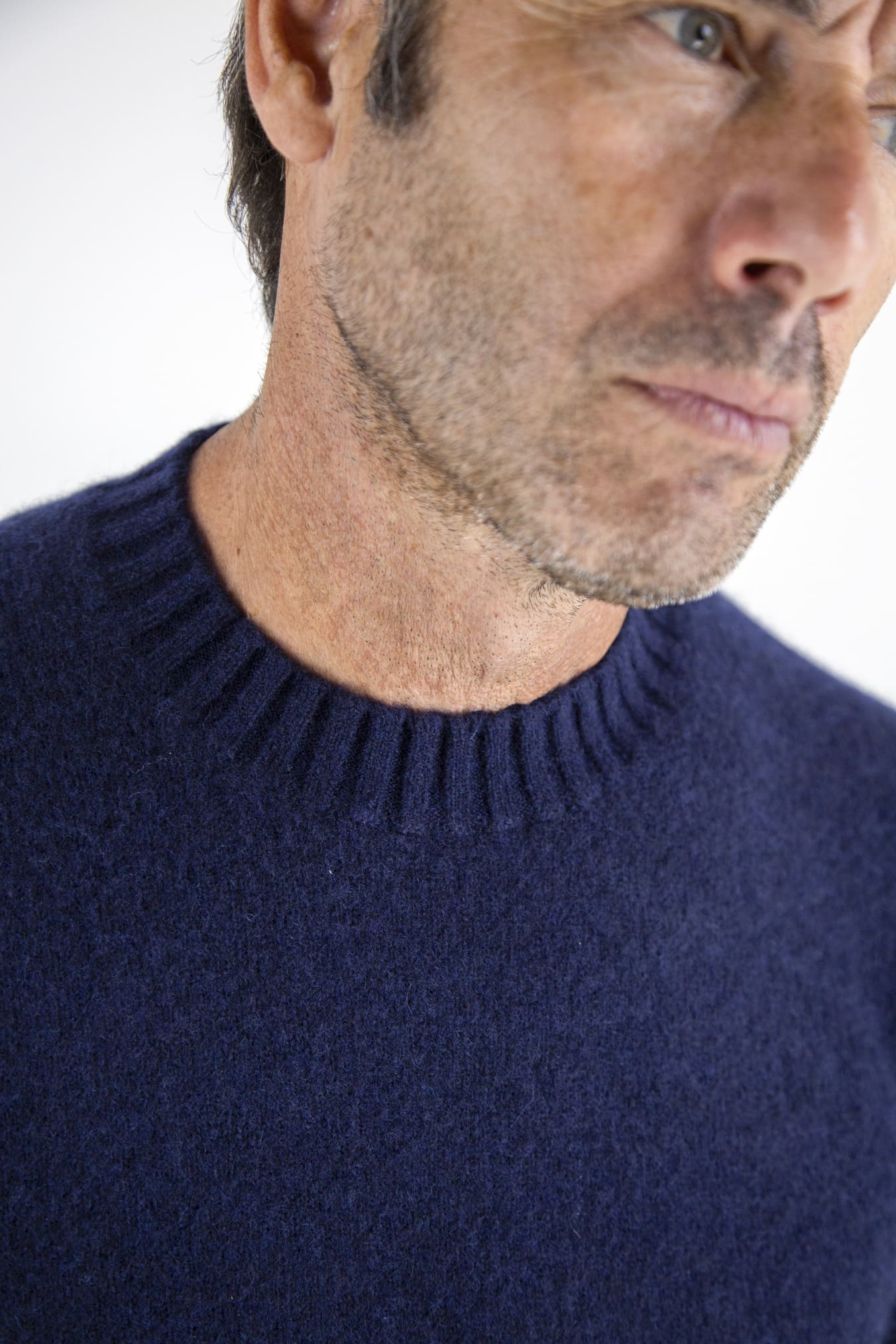 Girocollo Cashmere e Seta Blu Navy