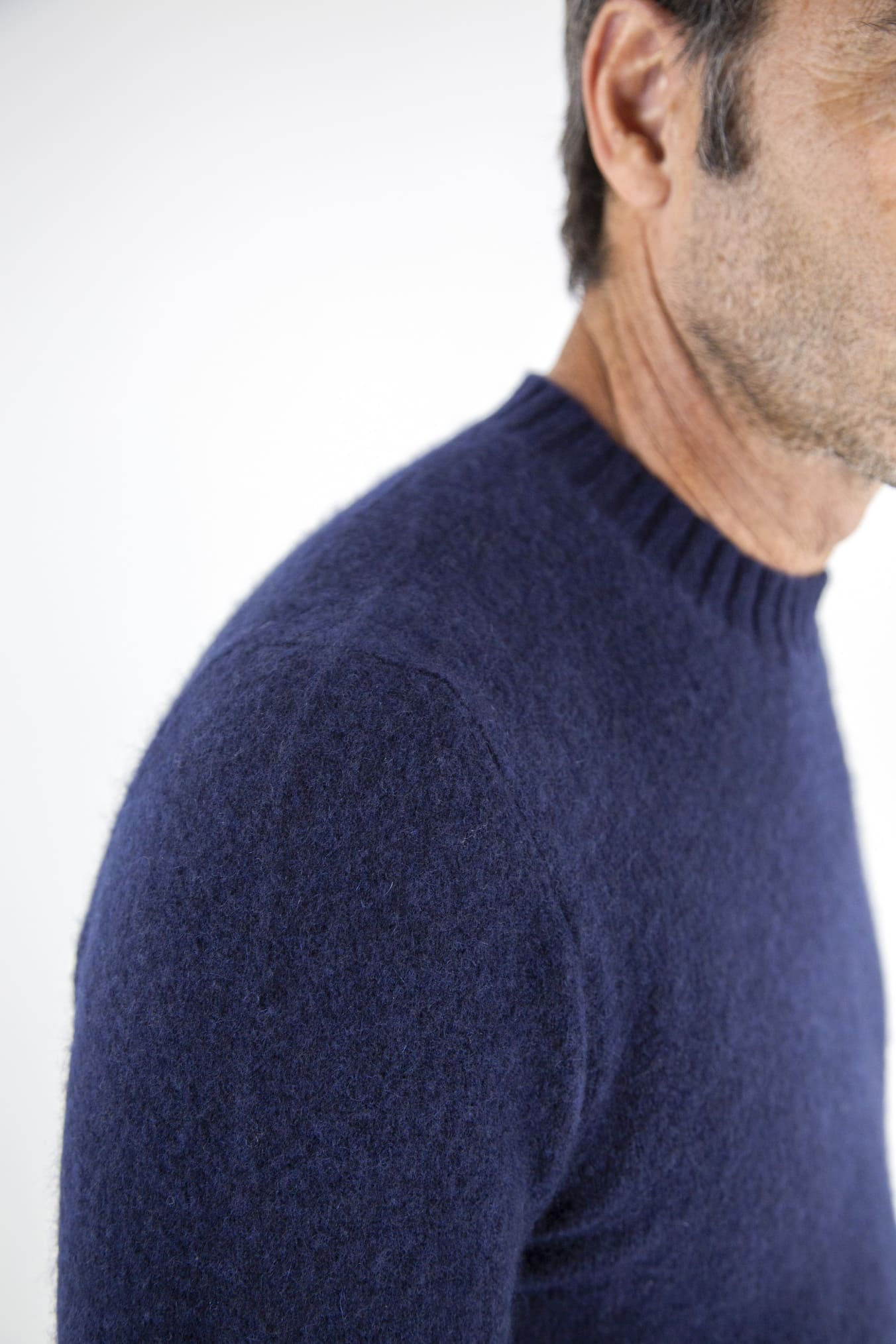 Navy Blue Cashmere and Silk Crewneck