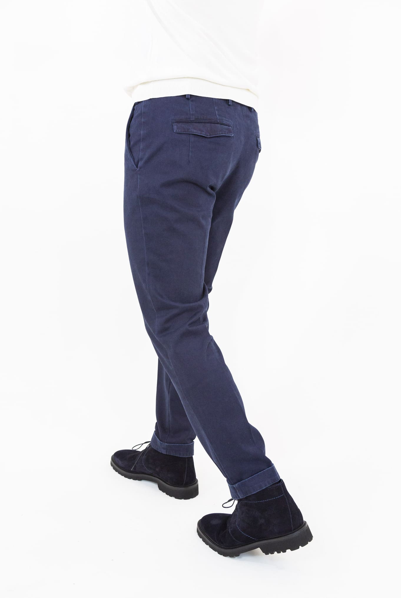 Pantaloni Chino Delavé Cotone Blu Navy